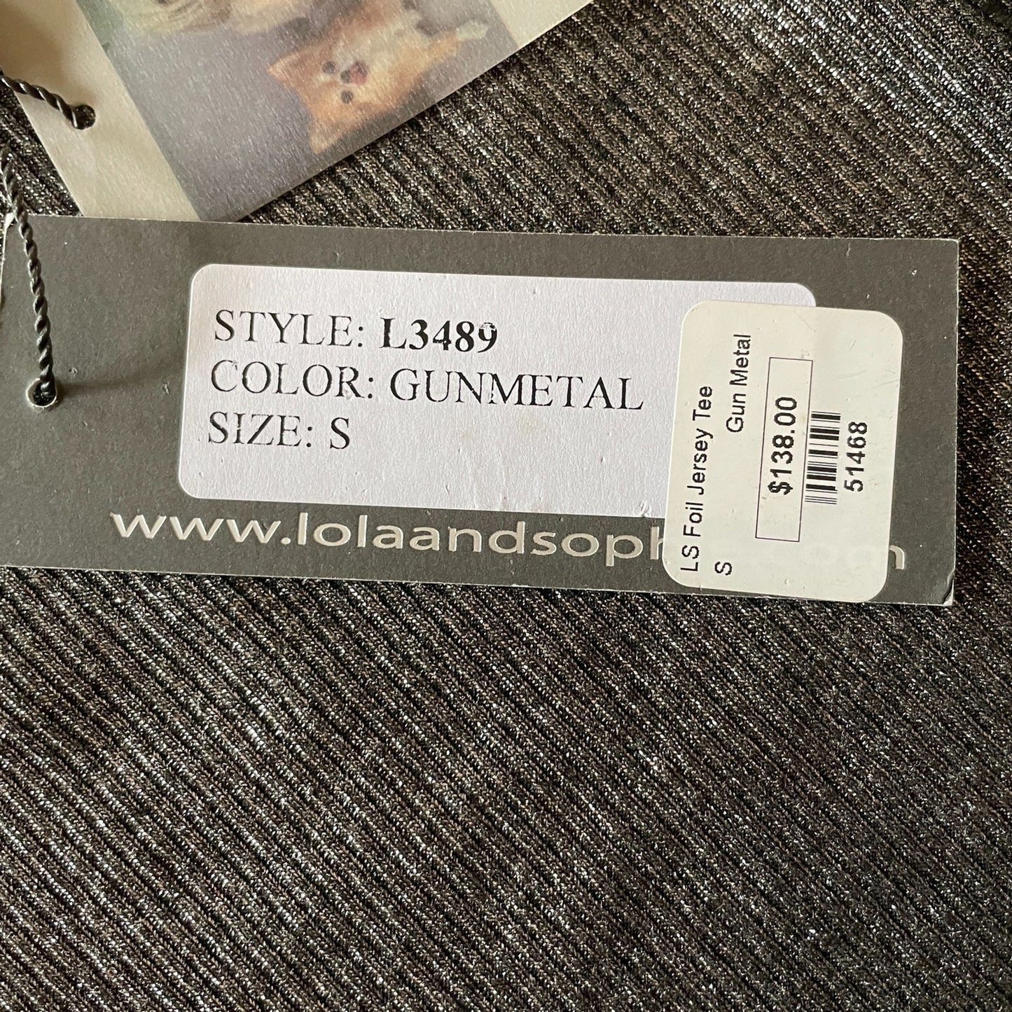 LOLA & SOPHIE New Gunmetal Metallic Pullover Sweater, 3/4 Sleeves, Size S4