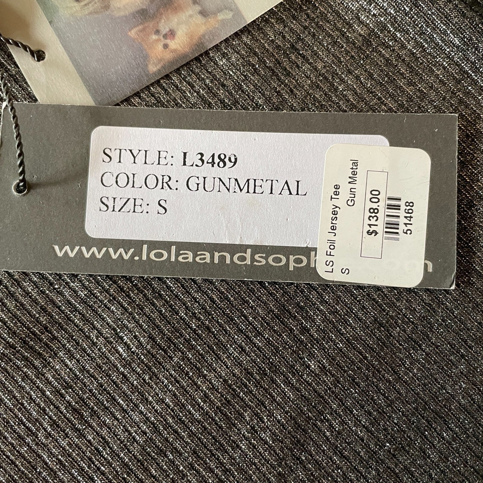 LOLA & SOPHIE New Gunmetal Metallic Pullover Sweater, 3/4 Sleeves, Size S4