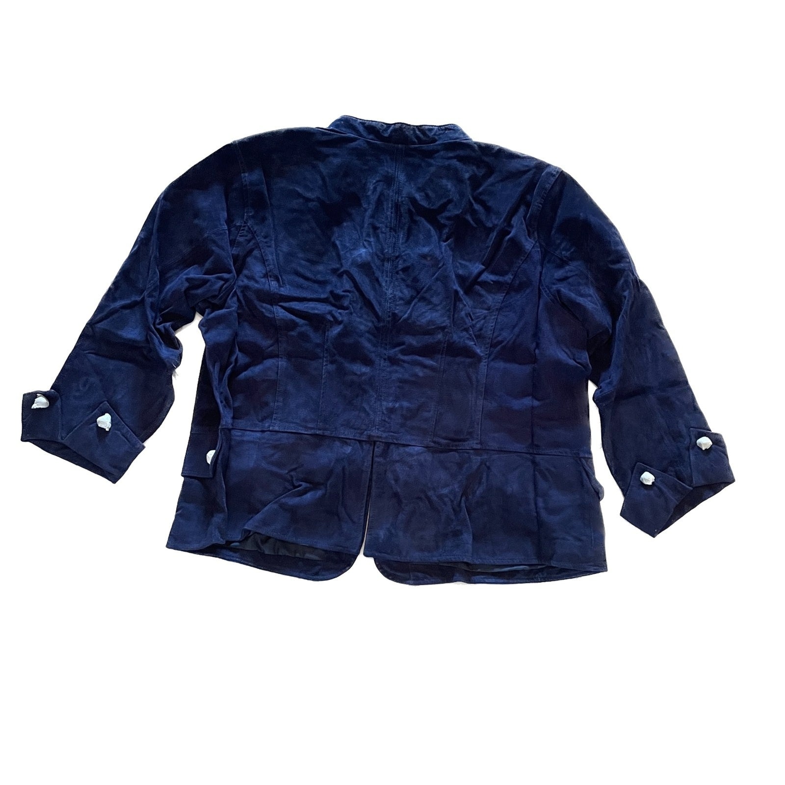 CERVELLE New Cobalt Blue Suede Peplum Jacket with Brass Buttons, Size 3X3