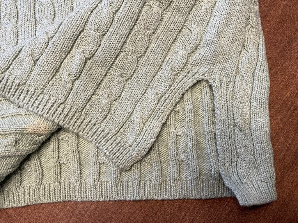 DENIM & CO New Jade Green Cable Knit cotton Cardigan Sweater, Size 3X4