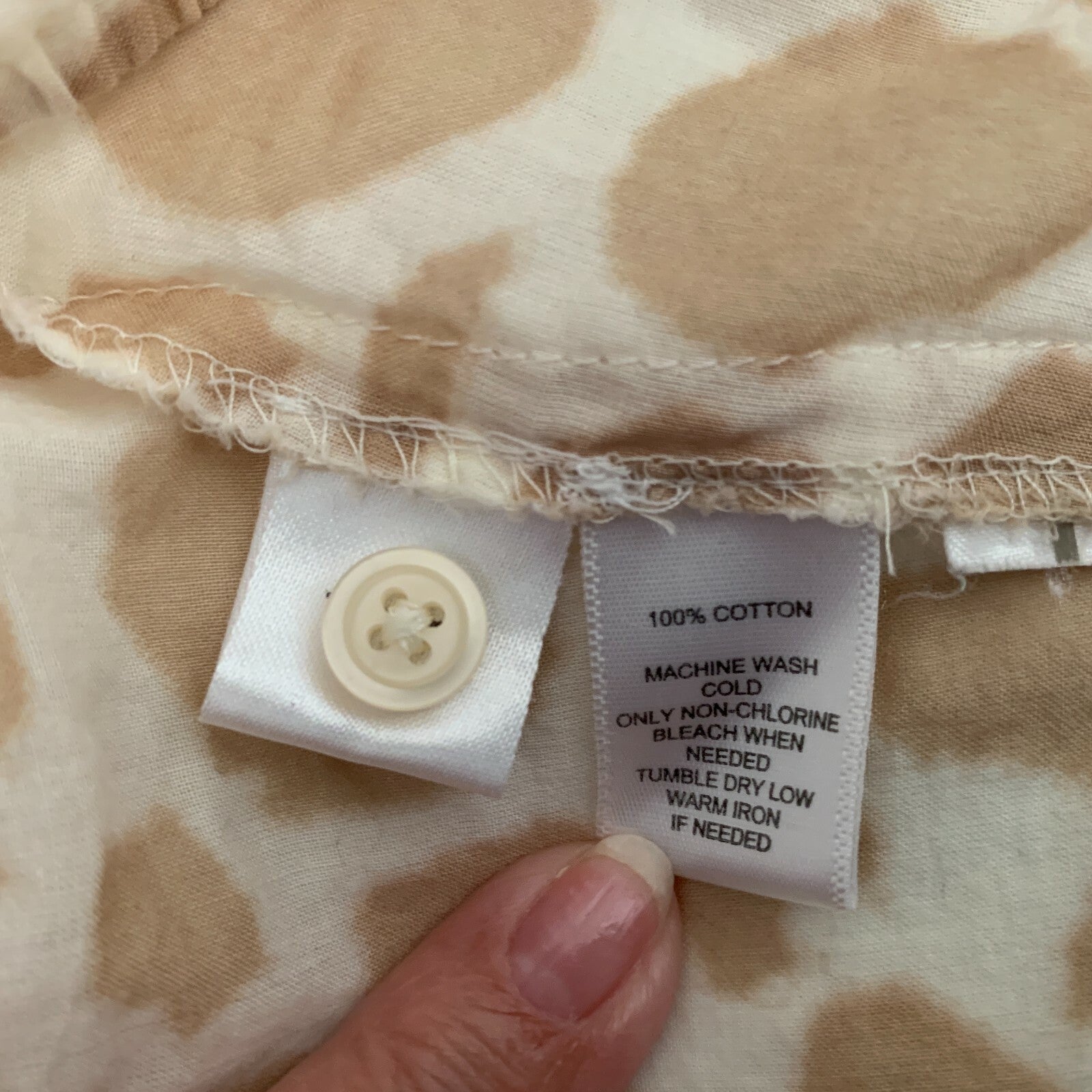 LOFT 100% Cotton Tank, Tan & White Animal Print with Ruffles5