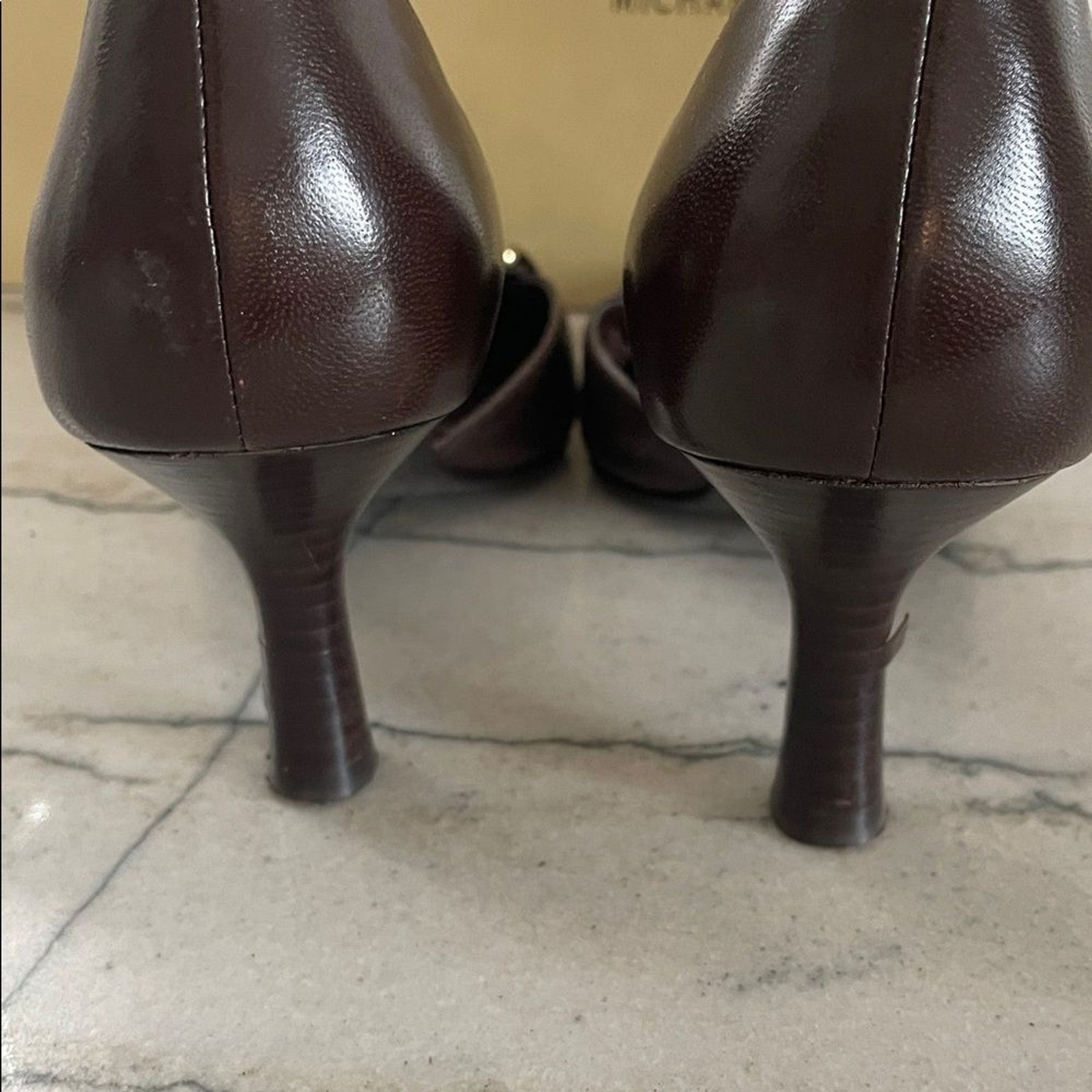 Michael Shannon Chocolate Heels with Gold Accent3