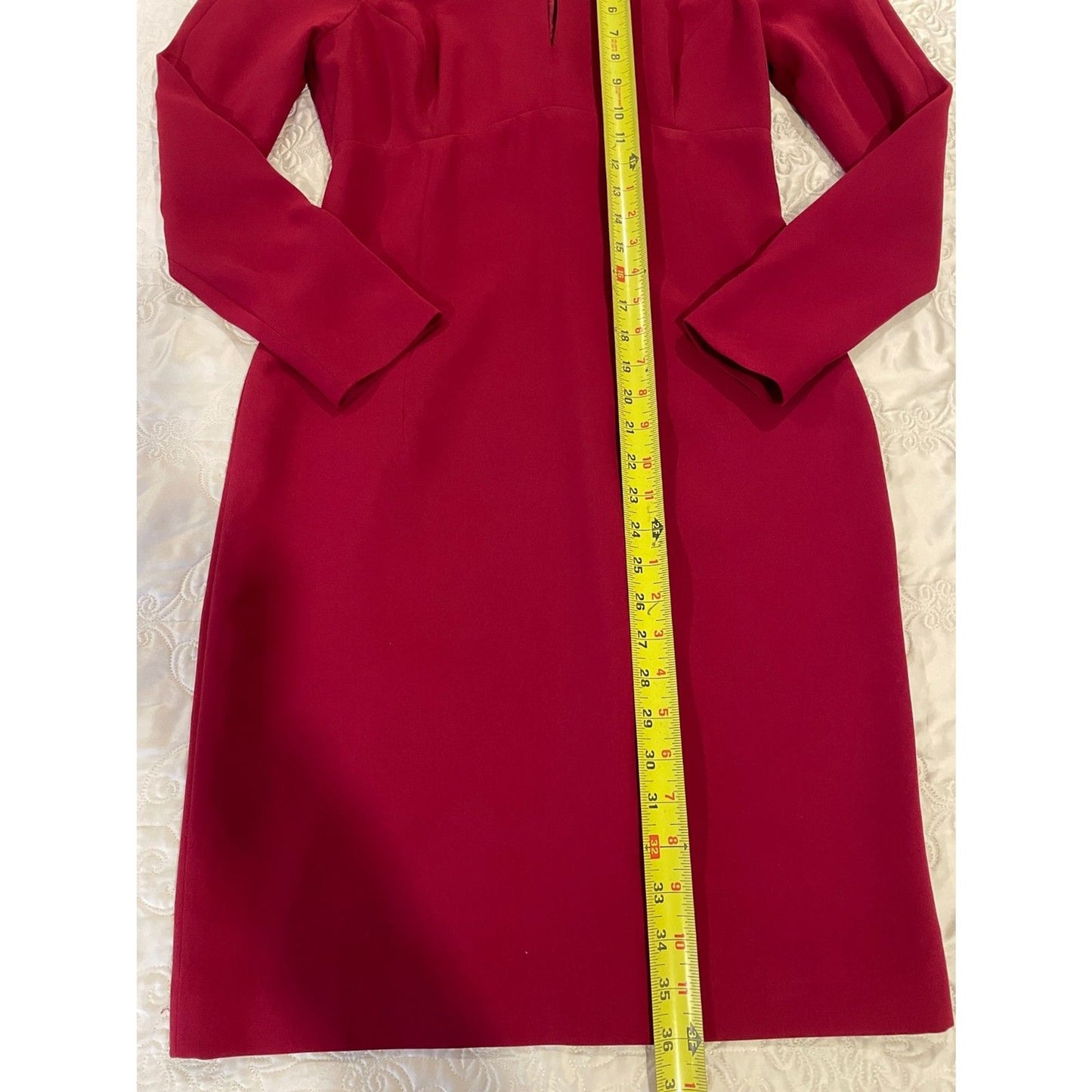 TARAHI NWOT Deep Red Long Sleeve Fitted Pencil Dress, Size 611