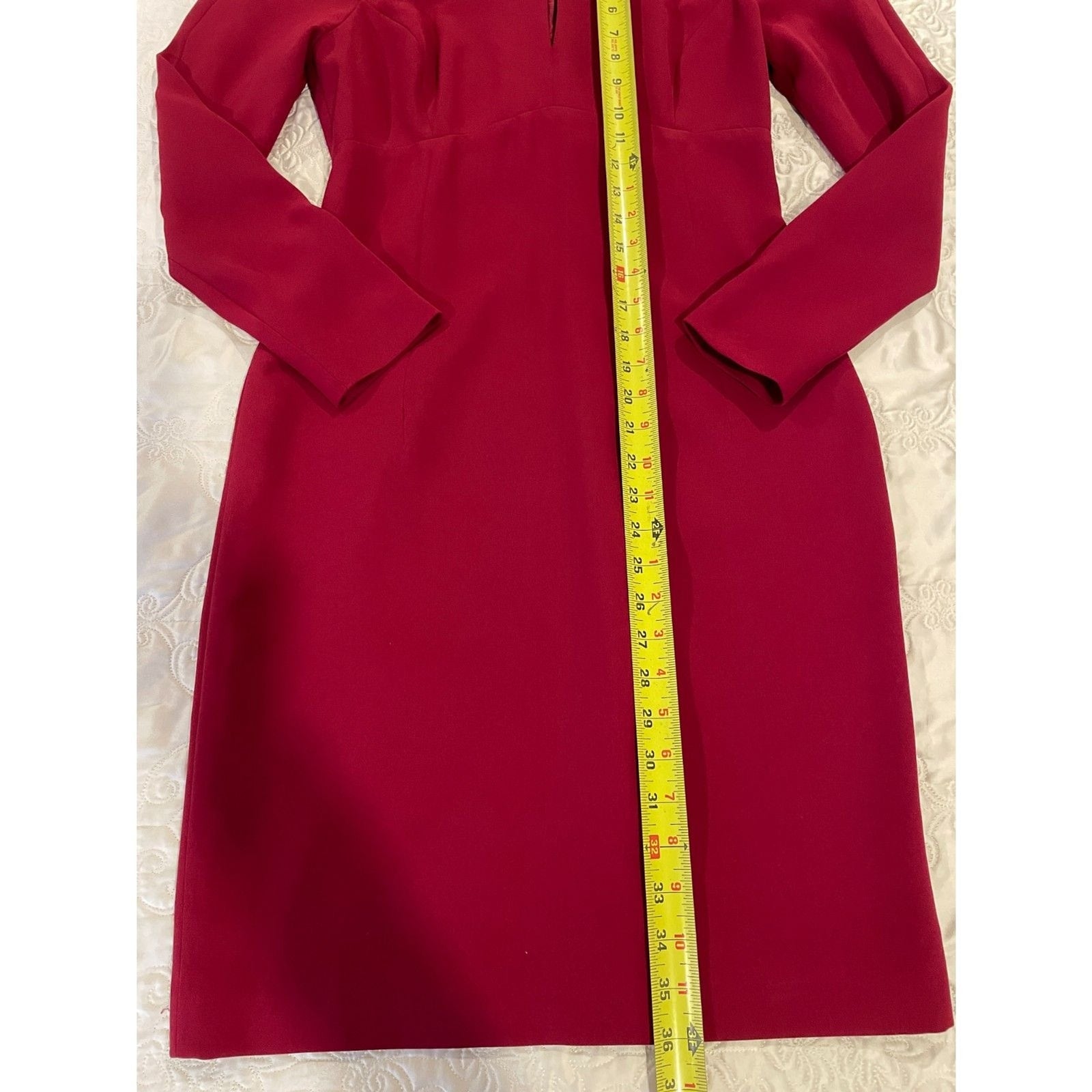 TARAHI NWOT Deep Red Long Sleeve Fitted Pencil Dress, Size 611