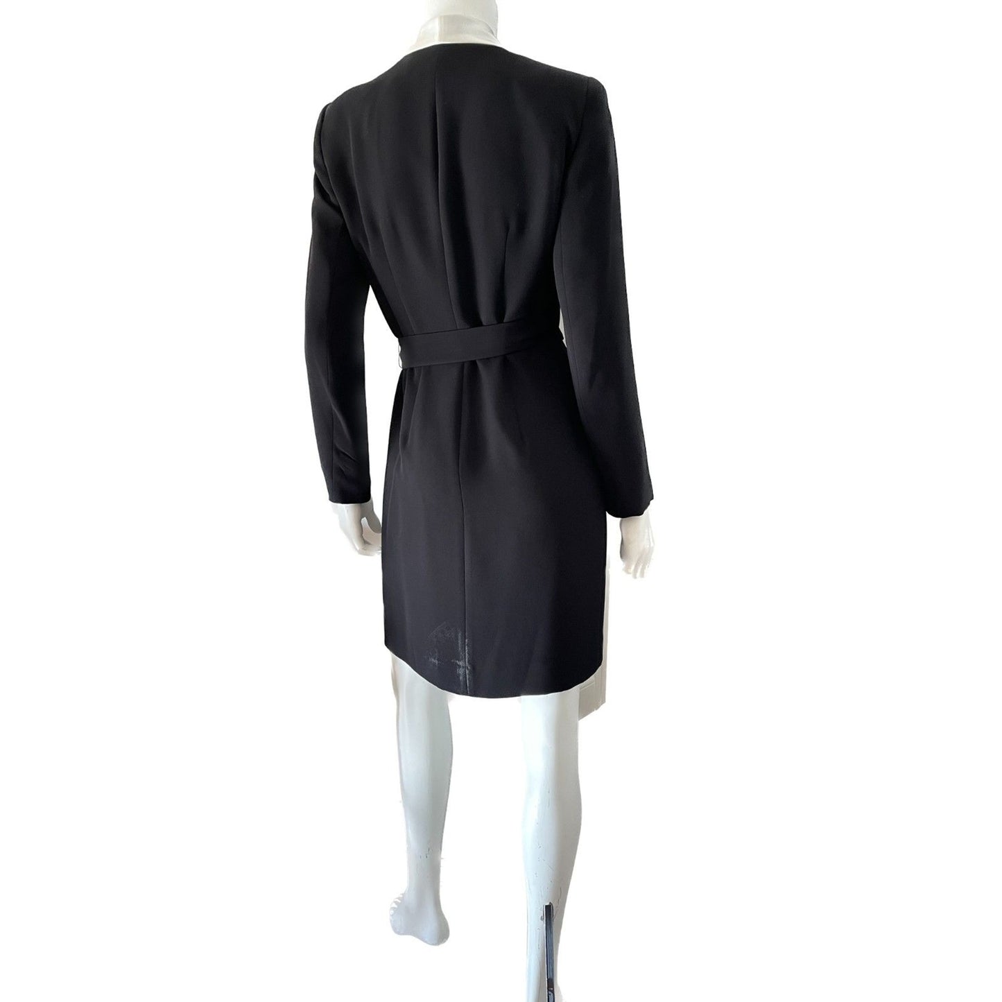 JONES NEW YORK Black Tuxedo Wrap-Around Long Sleeve Dress w/Ivory Lapel, Sz 4P6