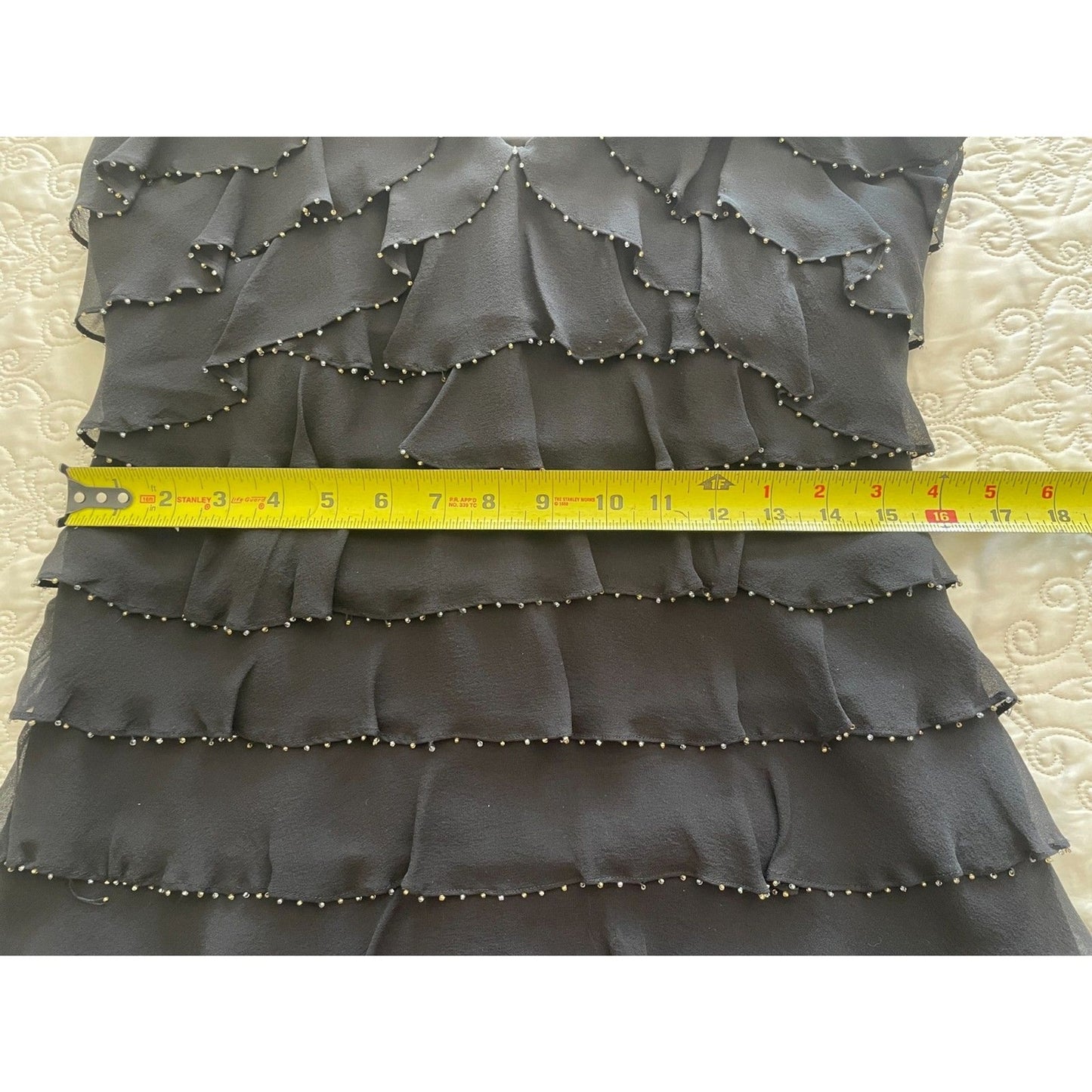 INC INTERNATIONAL CONCEPTS New 100% Silk Black Beaded Ruffle Camisole Tank, Sz 410