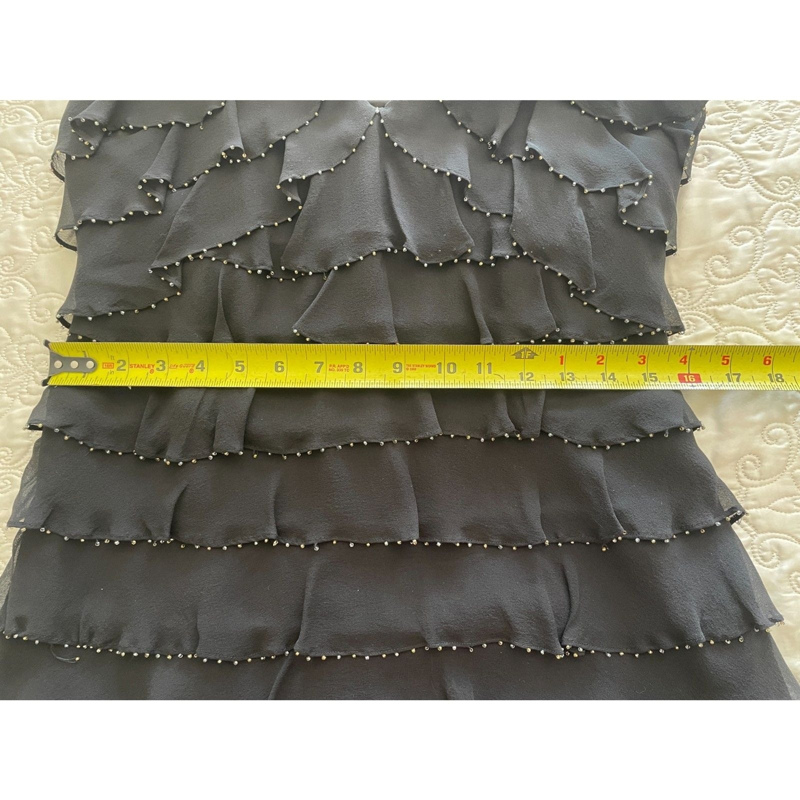 INC INTERNATIONAL CONCEPTS New 100% Silk Black Beaded Ruffle Camisole Tank, Sz 410