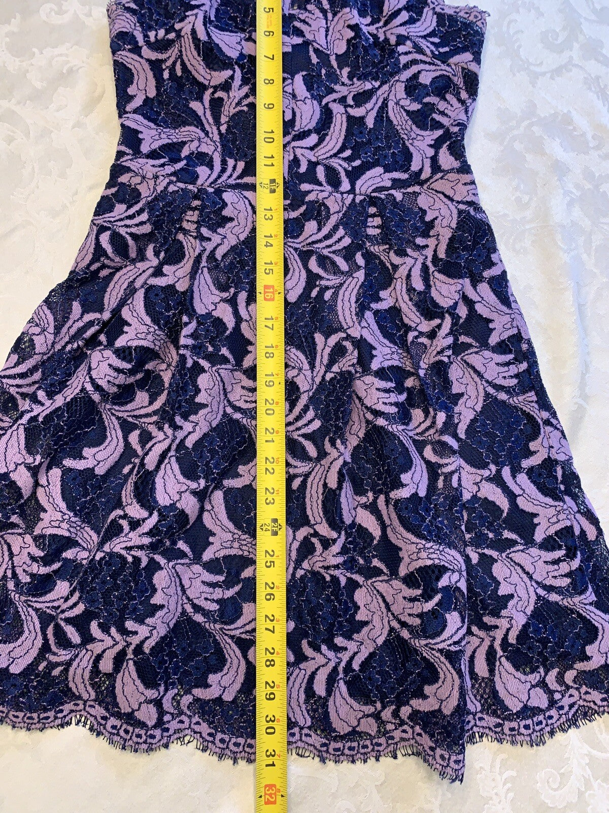 FRANCESCA’S lace halter dress in purple and blue9