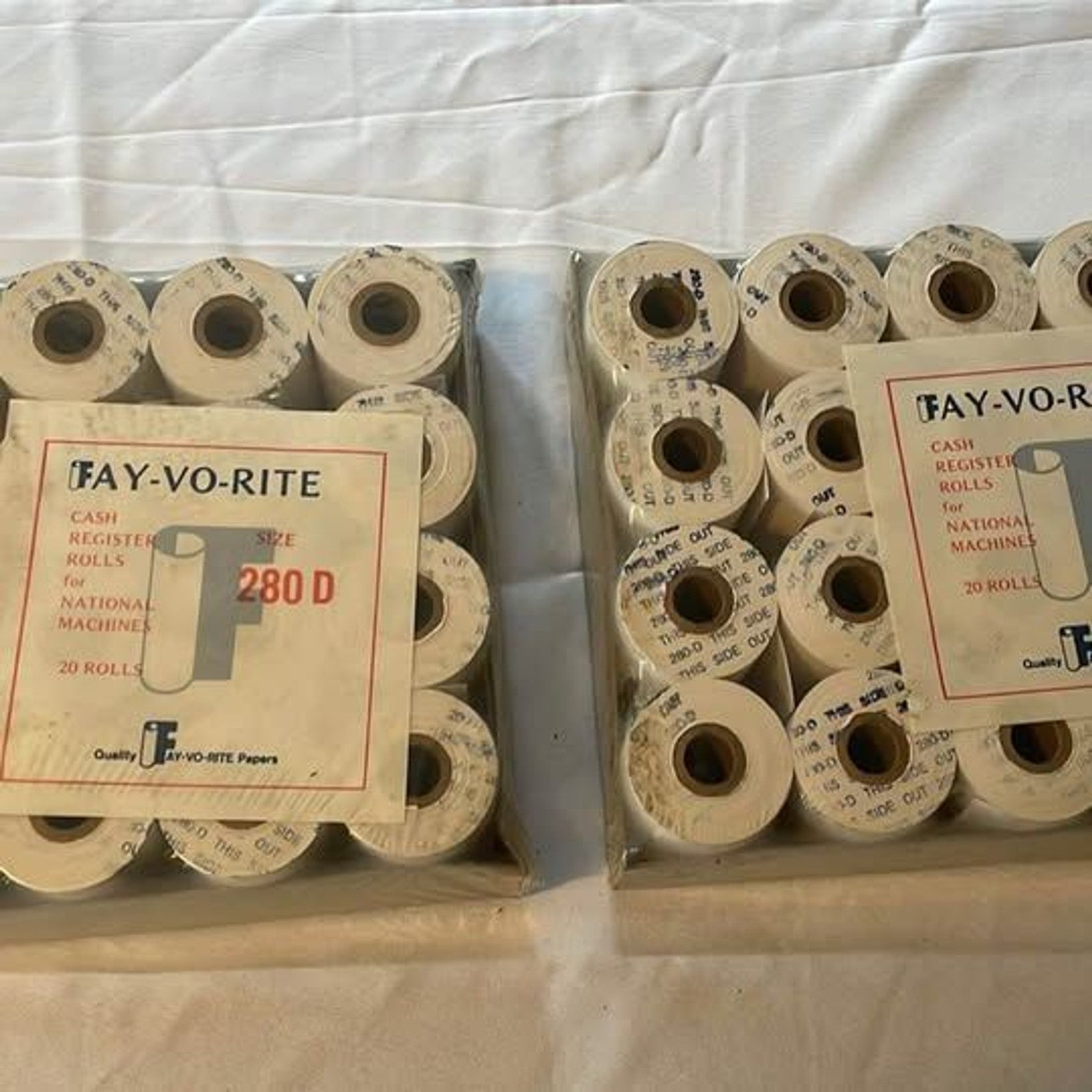 Fay-Vo-Rite" cash register paper rolls for National Machines, 20 rolls0