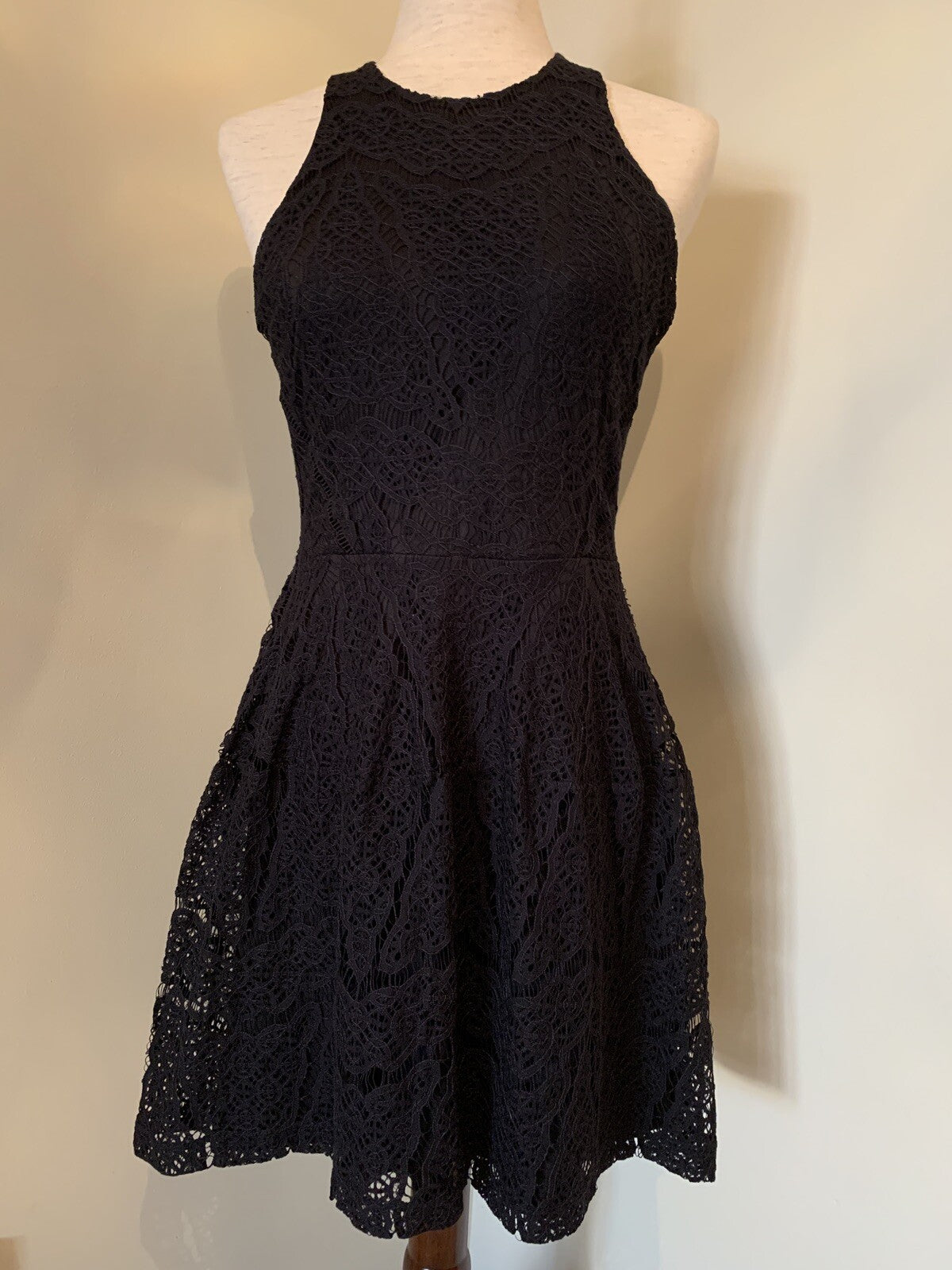  MASSIMO'S Little Black Lace Halter Dress, Size S3