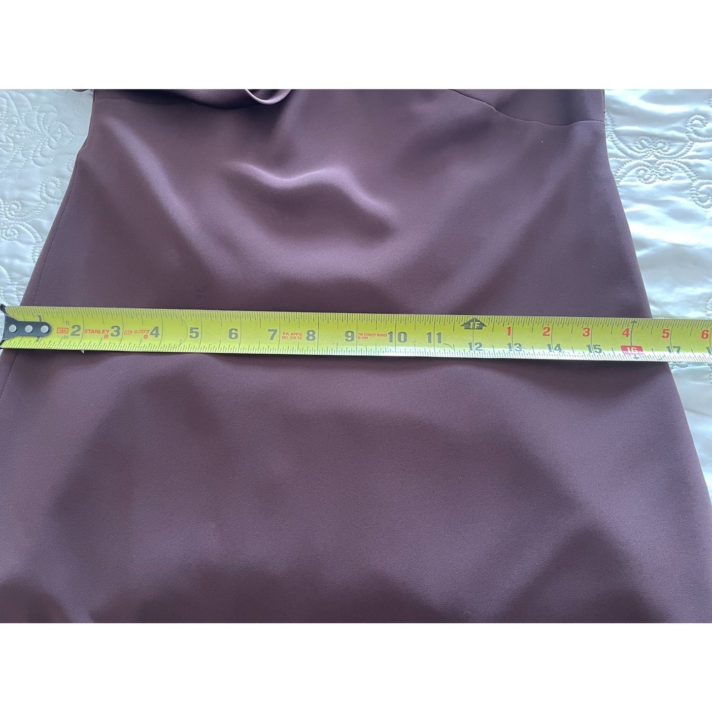 LIZ CLAIRBORNE Chocolate Brown Sheer Dress with Satin Sash Bow, Size 411