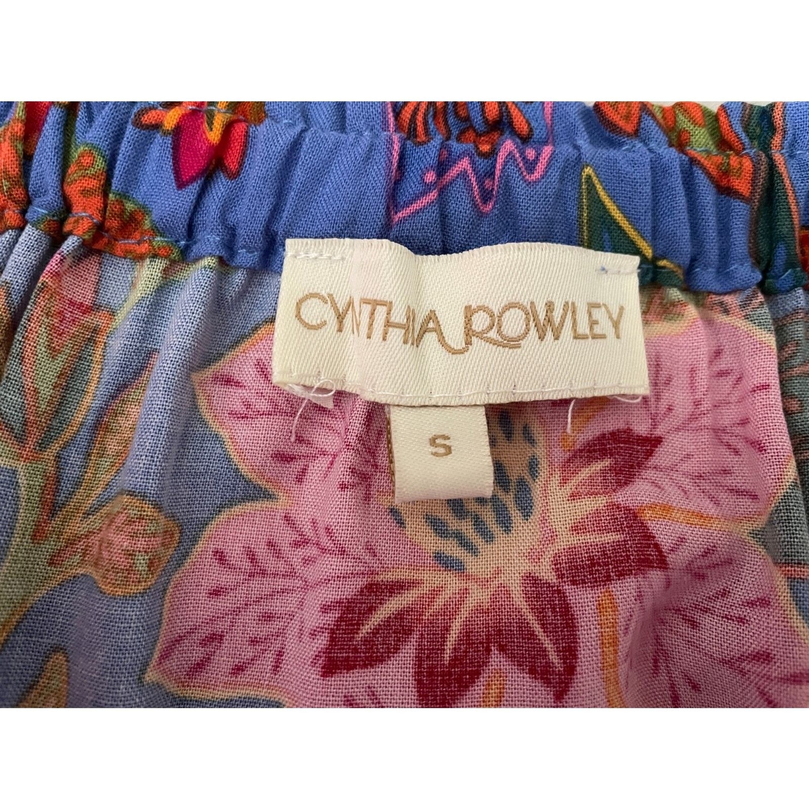 CYNTHIA ROWLEY Multi-Color Floral Off-Shoulder Long Balloon Sleeve Top, Size S 9