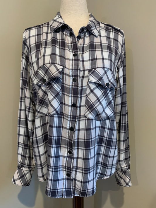 SANCTUARY Boyfriend Plaid Button-Down Shirt, XS0