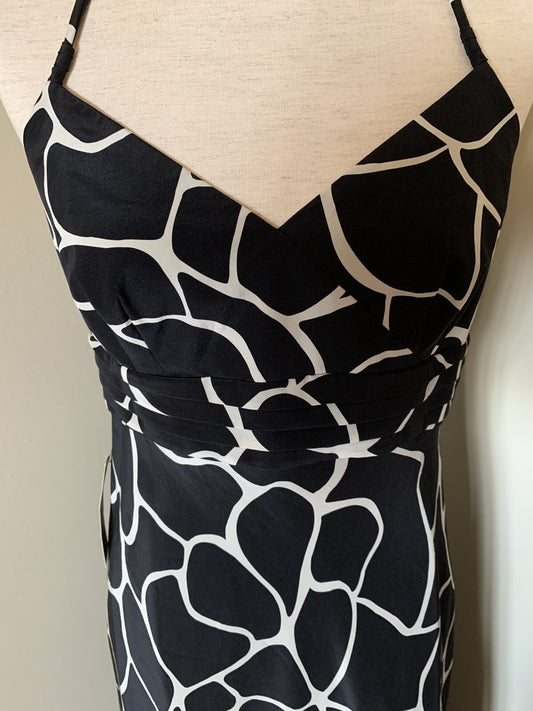 ANN TAYLOR 100% Silk Giraffe Print Halter Dress1