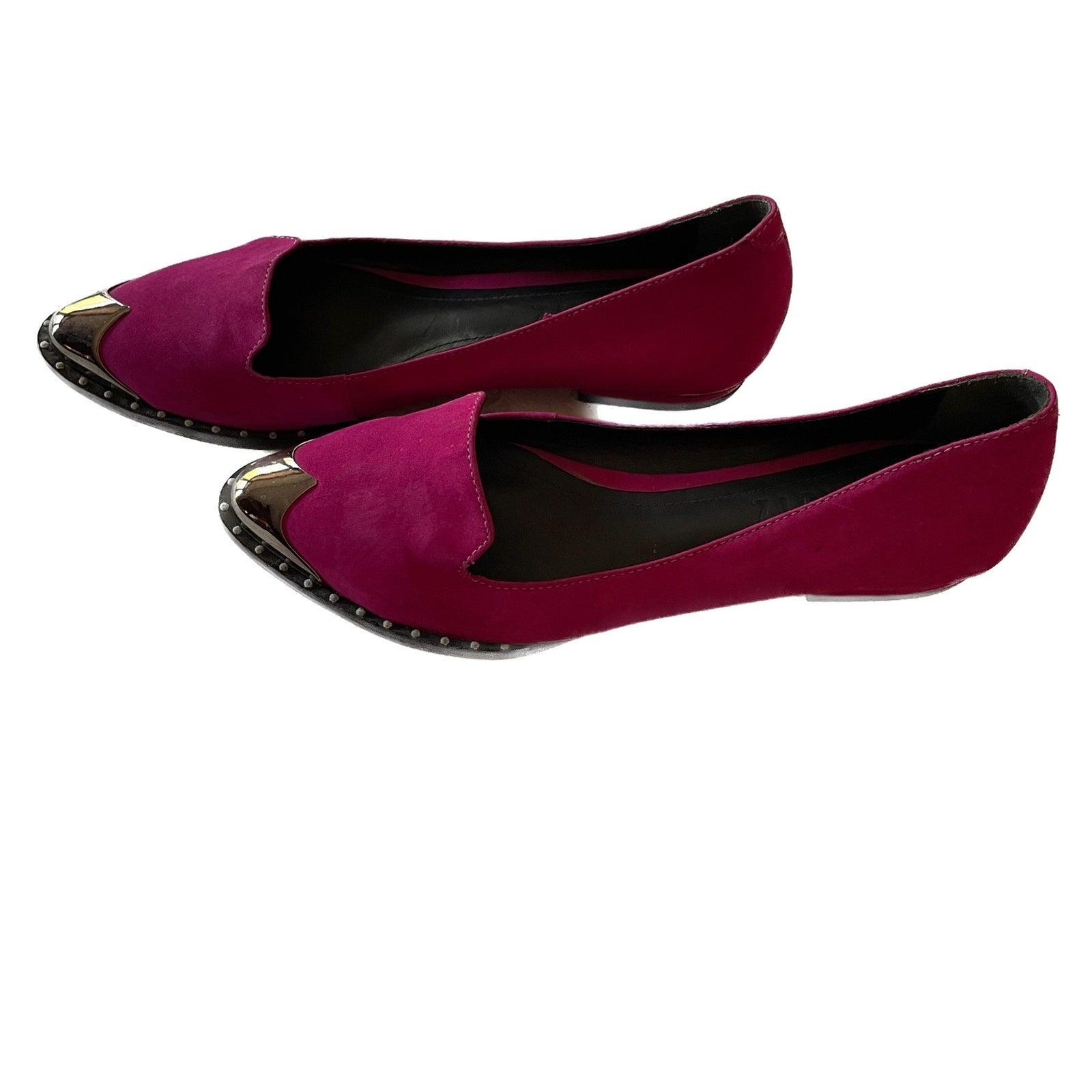 SCHUTZ New Fuchsia Suede Leather Loafers with Silver Pointed Toe, Size 64