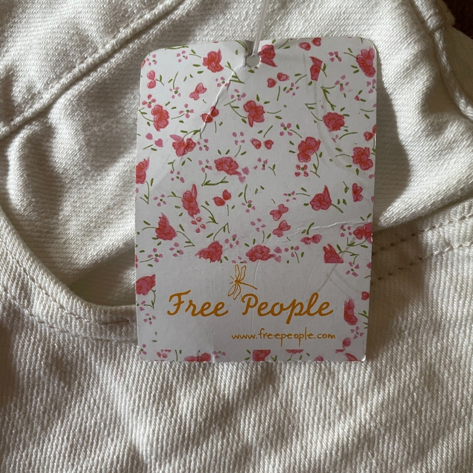 FREE PEOPLE New Off-White Jean Frayed Shorts, Size 253