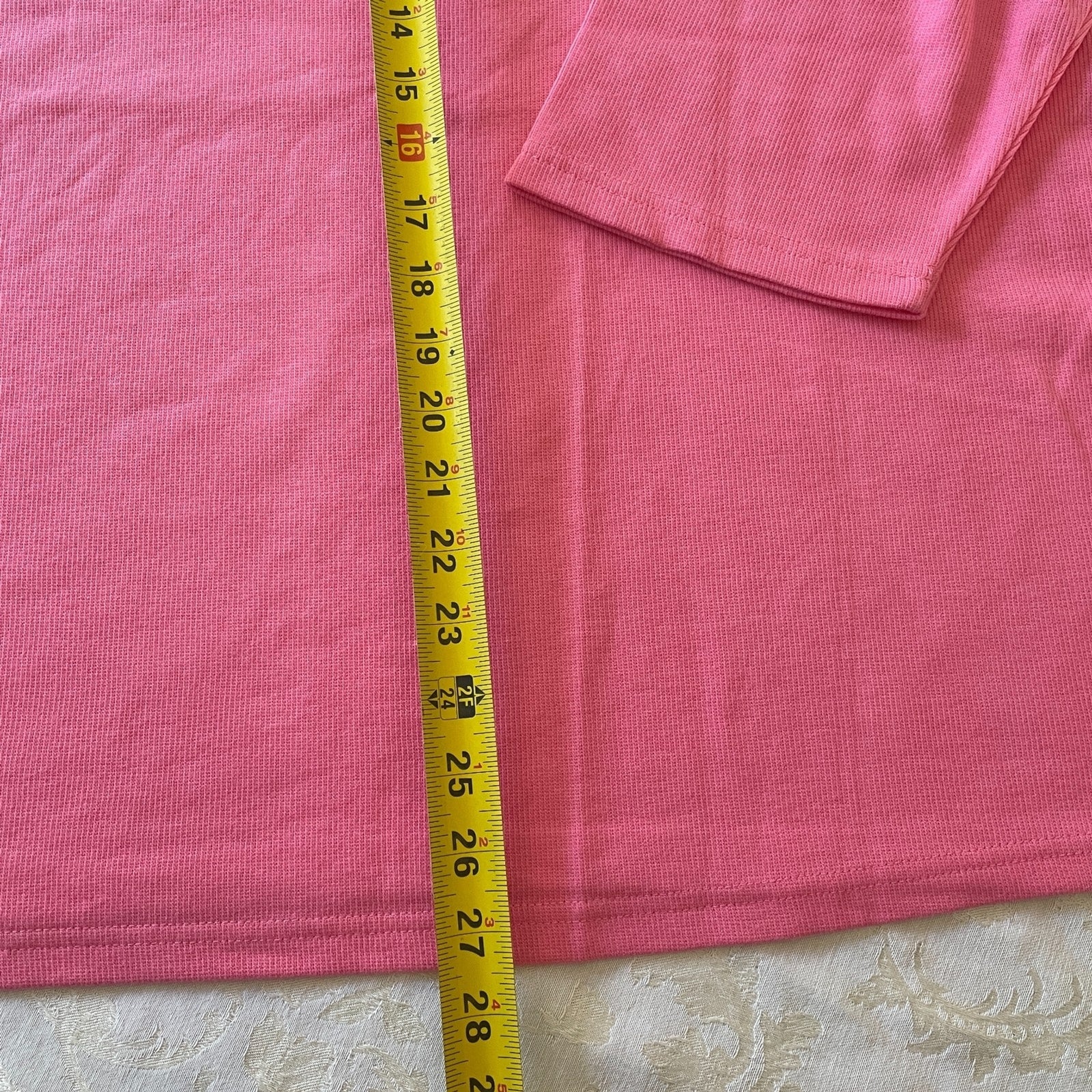 DENIM & CO New Pink 3/4 Sleeve V-Neck Sweater, Size 3X9