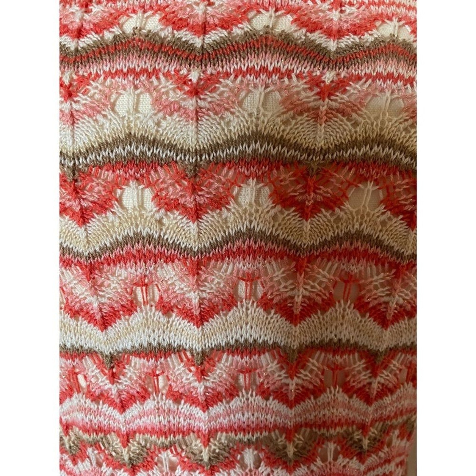 BOSTON PROPER Crochet Cardigan Coral Brown Design4