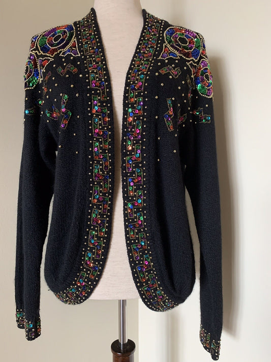 Vintage Christmas Silk Colorful Sequin Sweater by CRISTINA0