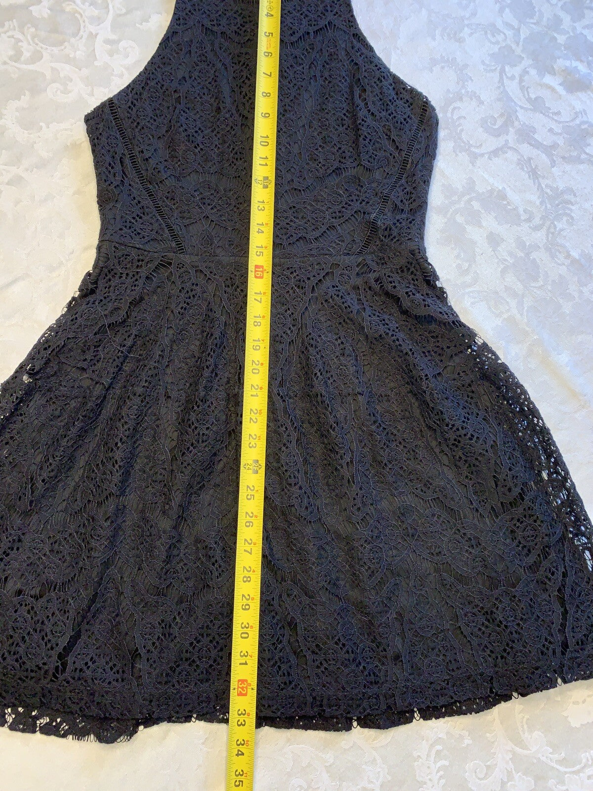  MASSIMO'S Little Black Lace Halter Dress, Size S7
