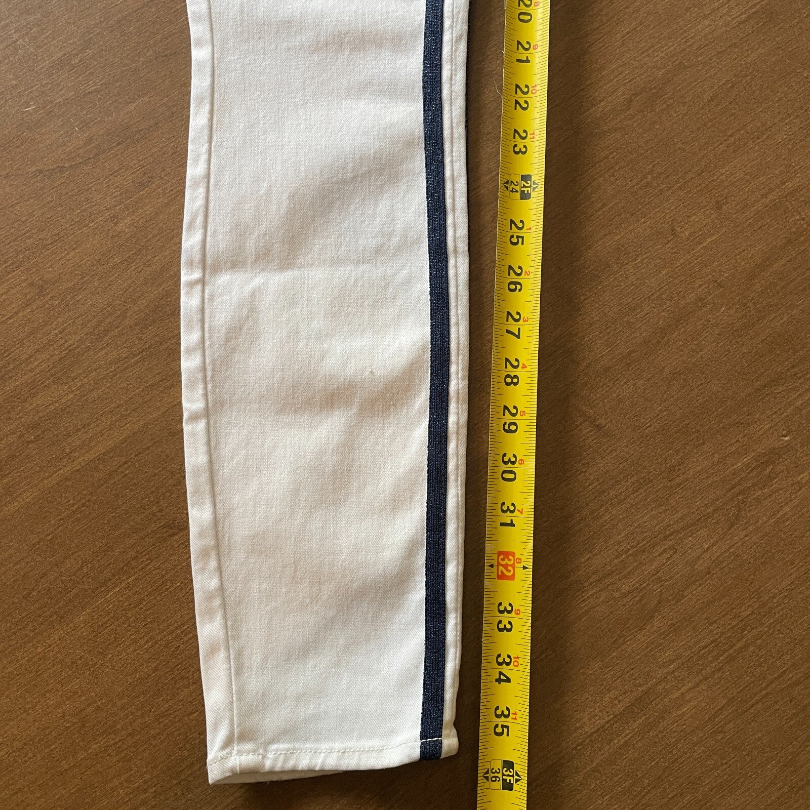 MOTHER New The Looker Ankle Glass Slipper Racer White and Navy Jeans, Size 2412