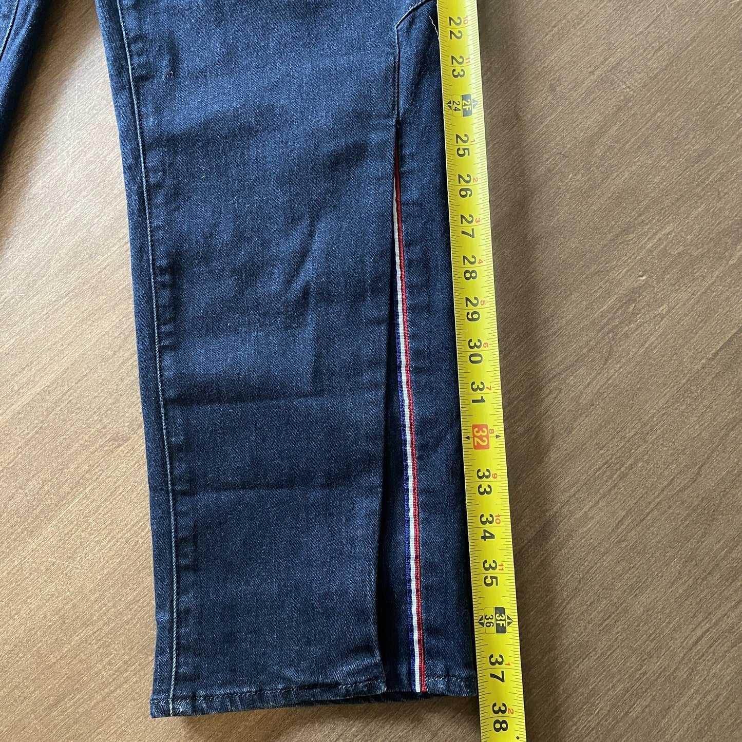 PARKER SMITH New Peek-a-Boo Red, White, Blue Stripe, Dark Blue Jeans, Size 2913