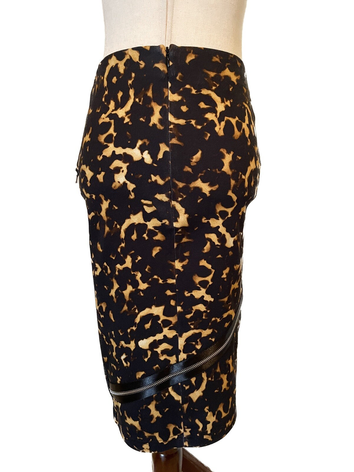 McQ ALEXANDER McQUEEN Stretch Leopard Print Pencil Skirt with Zip Detail, Size M6