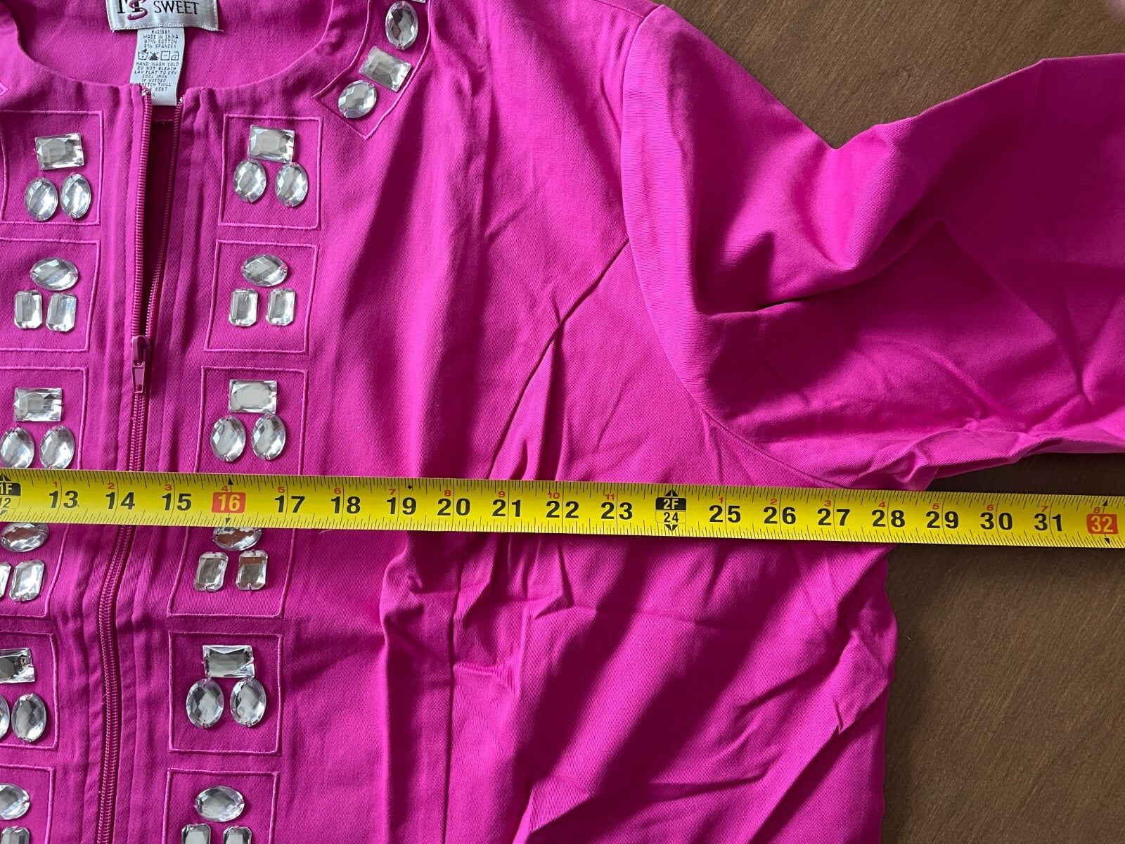 MAGGIE SWEET New Women's Pink Cotton Jacket with Jewels, Size 4X9
