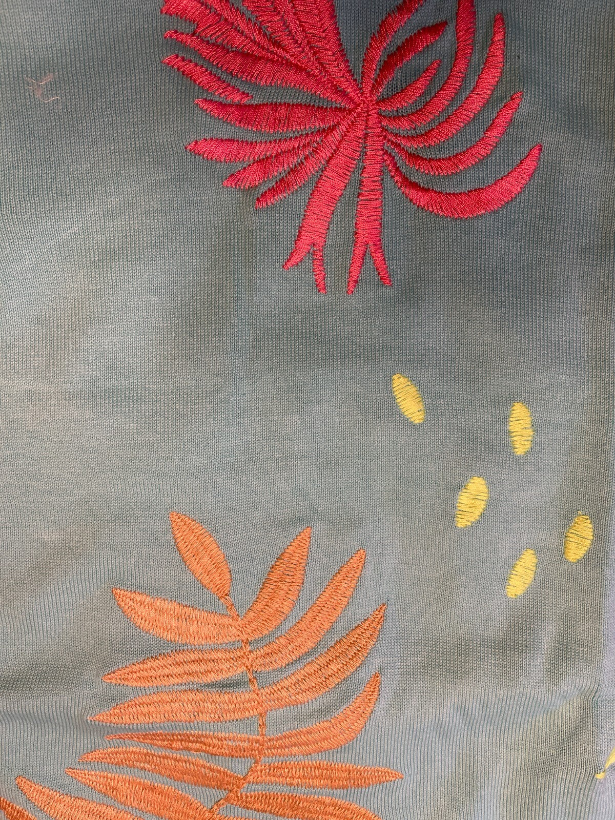 MAGGIE SWEET New 100% Cotton Embroidered Green Palm Trees Knit Tank, Size 4X6