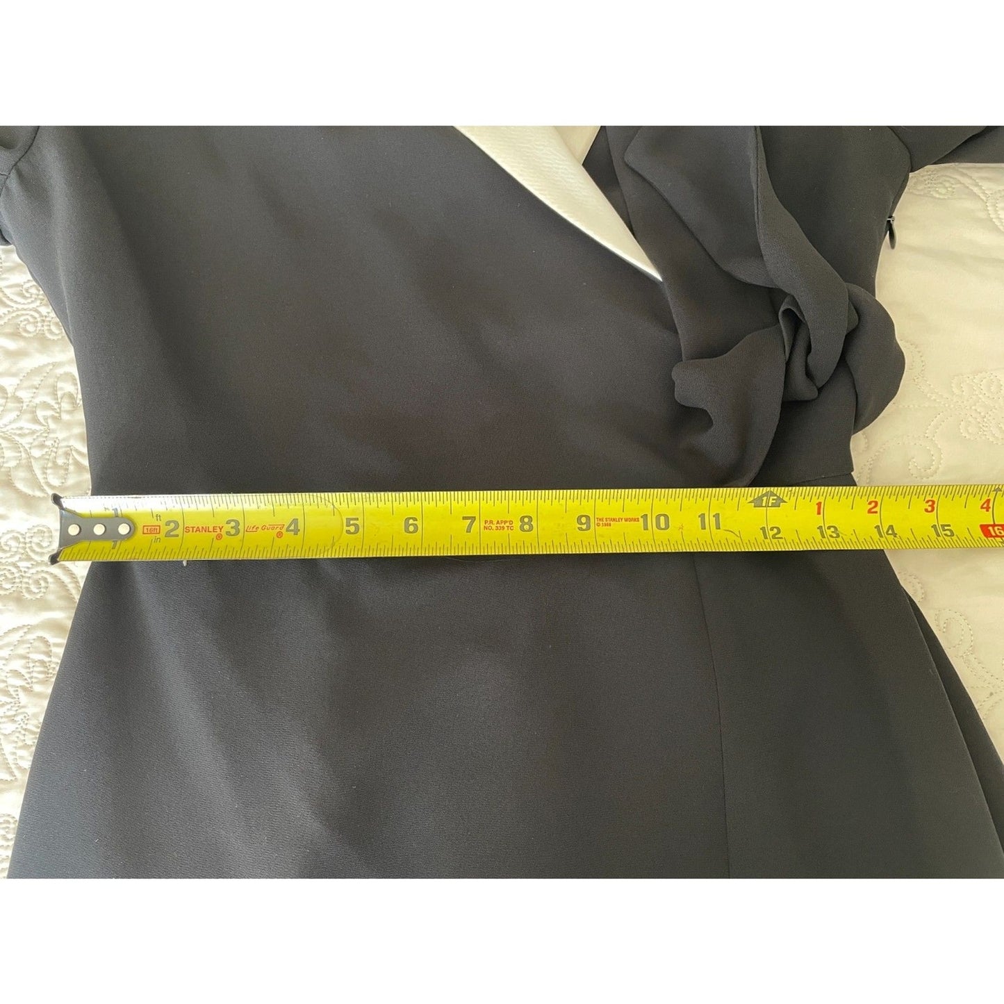 JONES NEW YORK Black Tuxedo Wrap-Around Long Sleeve Dress w/Ivory Lapel, Sz 4P12