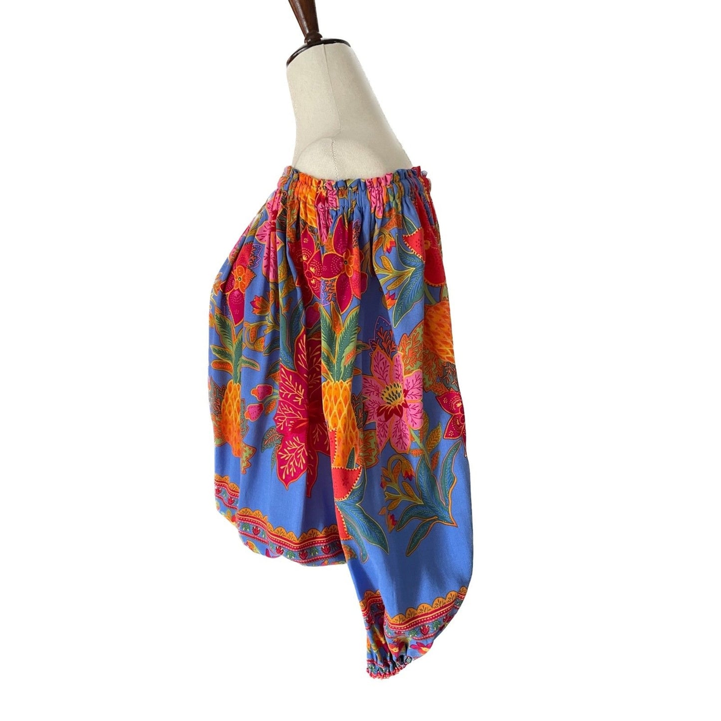 CYNTHIA ROWLEY Multi-Color Floral Off-Shoulder Long Balloon Sleeve Top, Size S 6