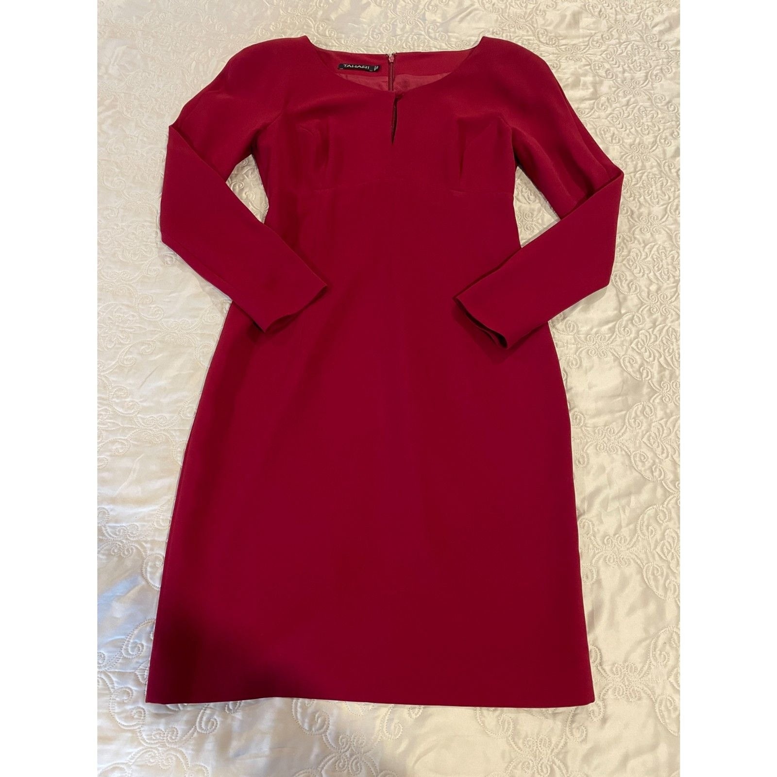 TARAHI NWOT Deep Red Long Sleeve Fitted Pencil Dress, Size 65