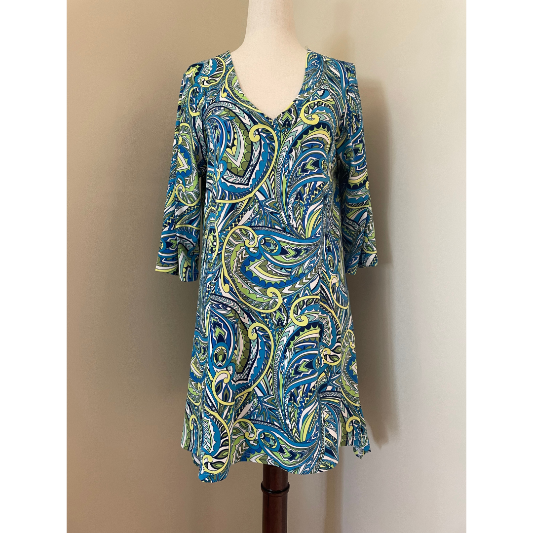 J VALDI Classy Paisley Beach Coverup, Size Small0