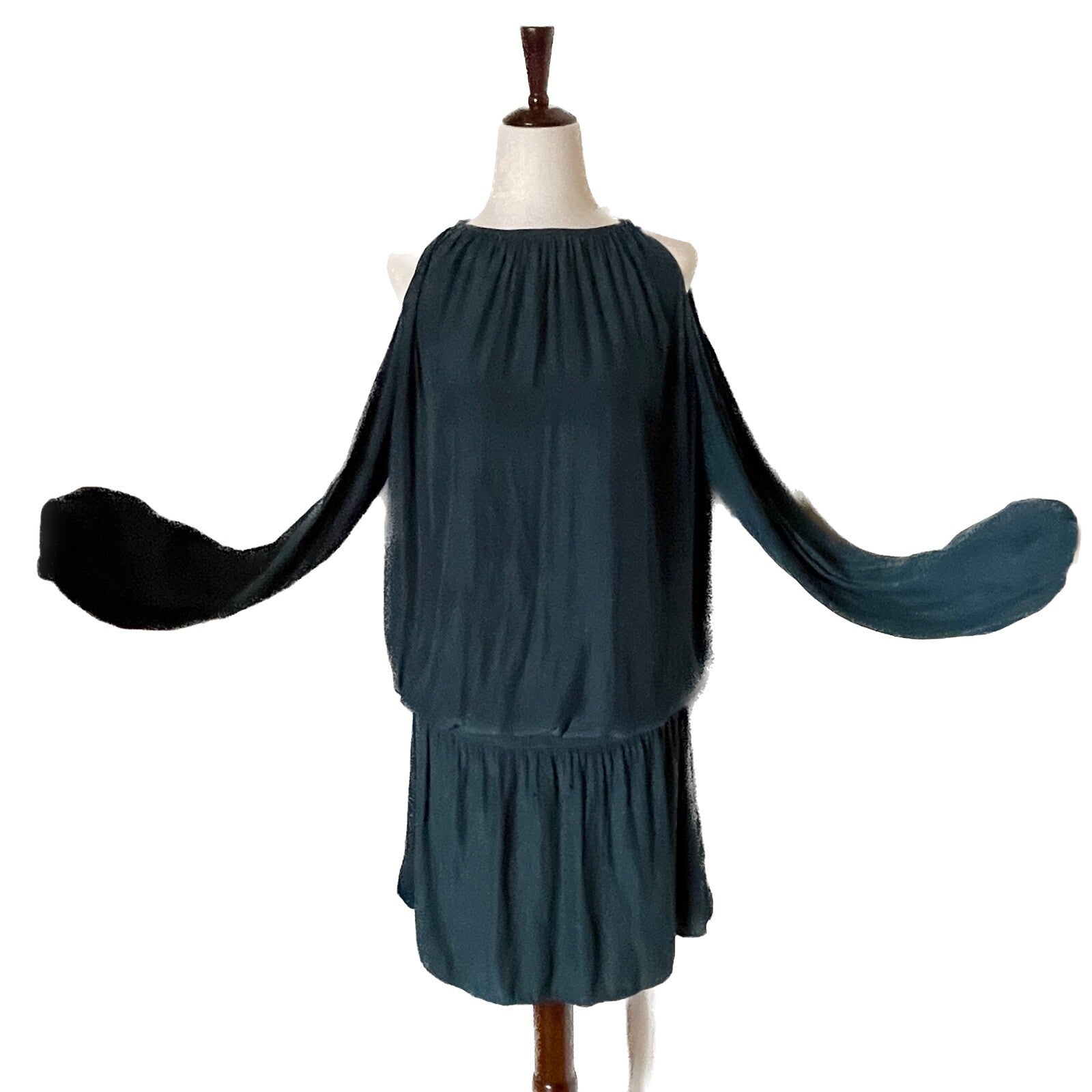 RAMY BROOK NWOT Lauren Spruce Green Cold Shoulder Long Sleeve Dress, Size Small 6
