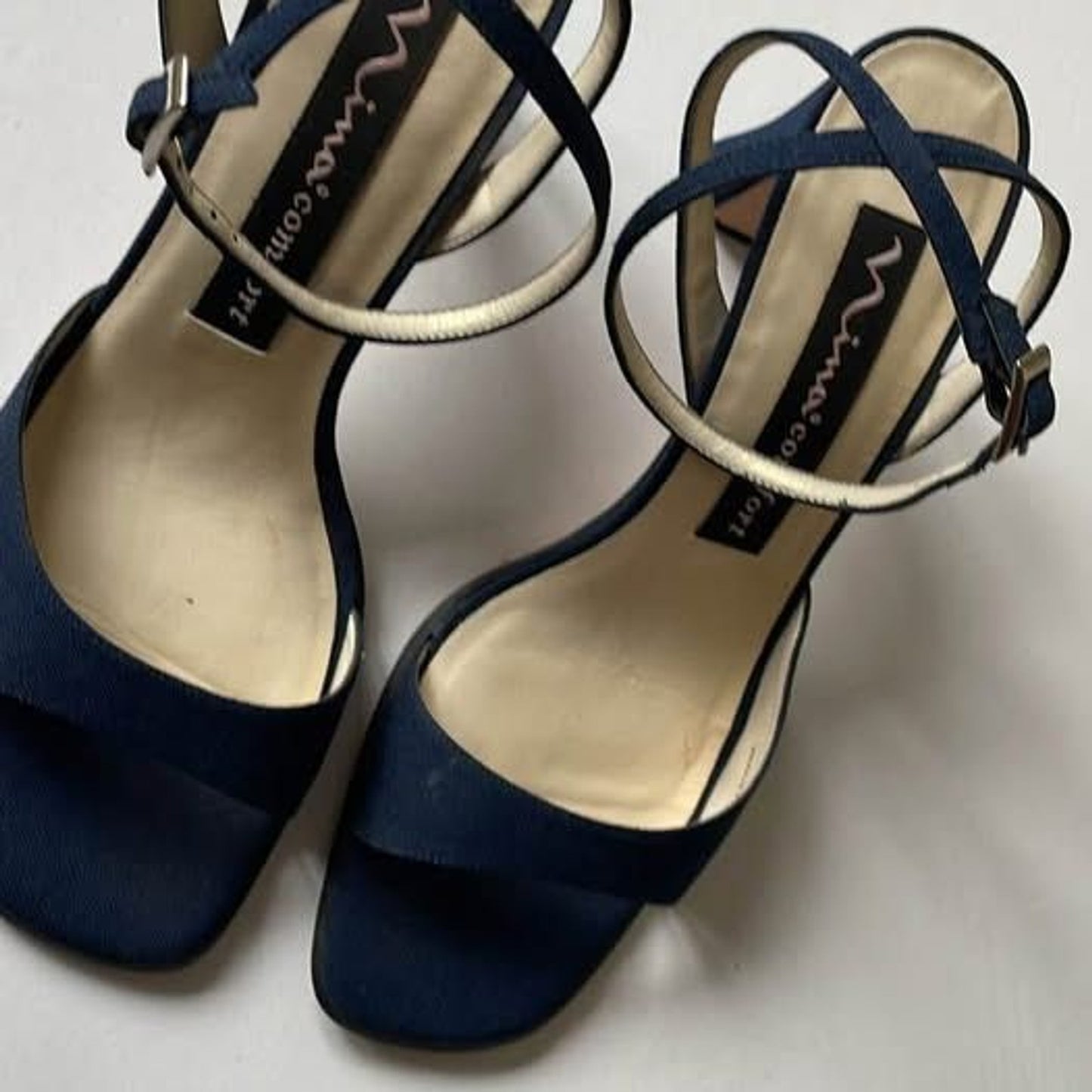 Nina Comfort Navy Blue 3.5 inch leather sandals0