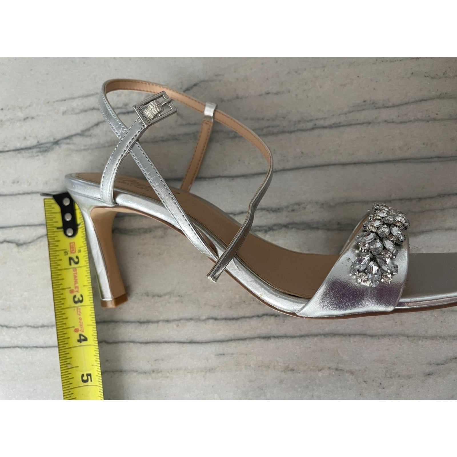 Badgley Mischka Jewel Patsy Strappy Crystal Embellished 3 inch Heel Size 7.53
