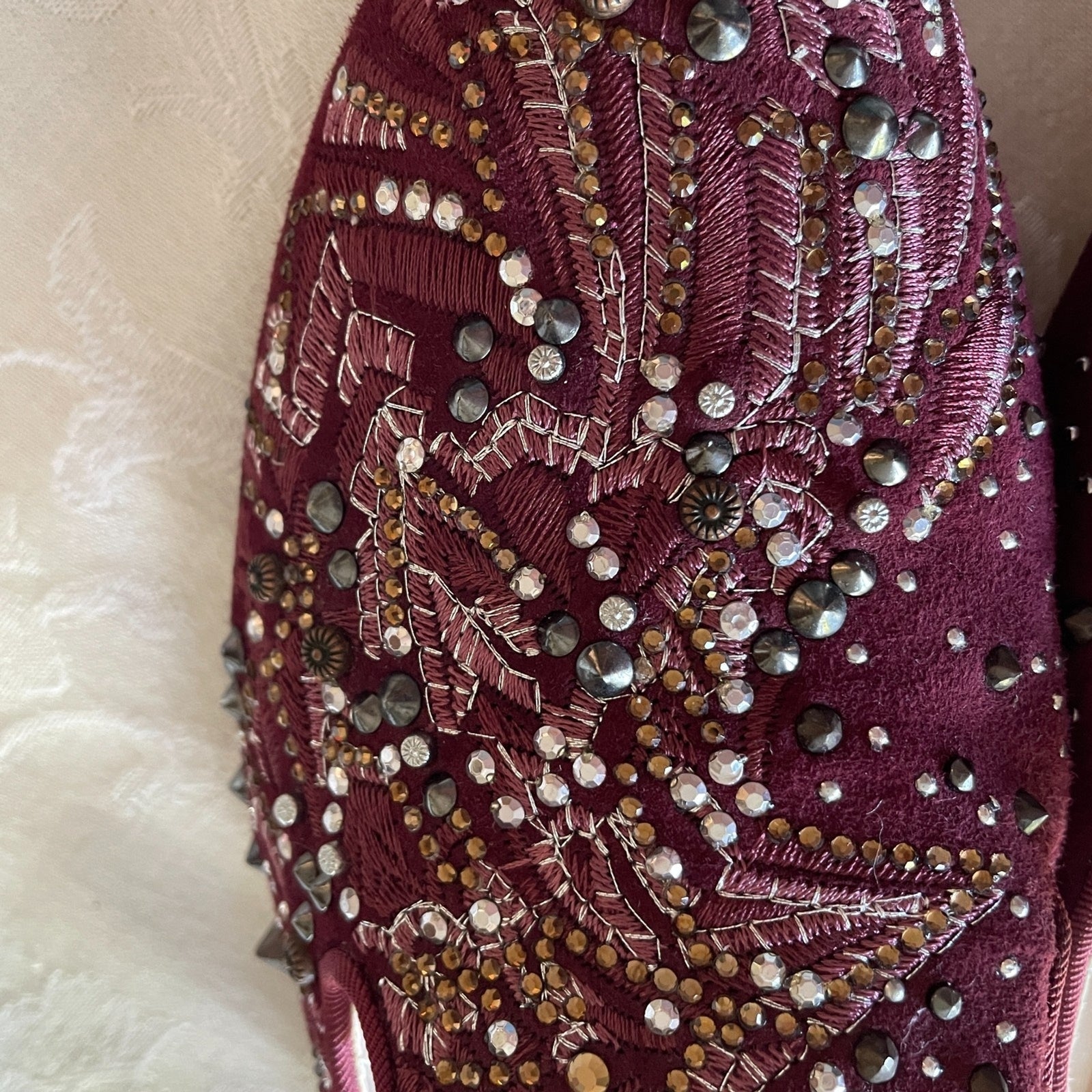 SAM EDELMAN New Burgundy Wine Suede Sequin Flats, Size 69