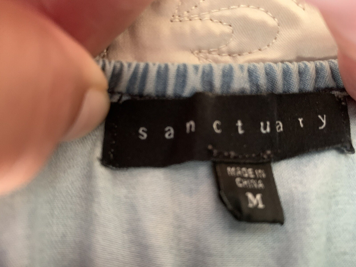 SANCTUARY Charlotte Blue Chambray Peasant-Style Top, Size M2