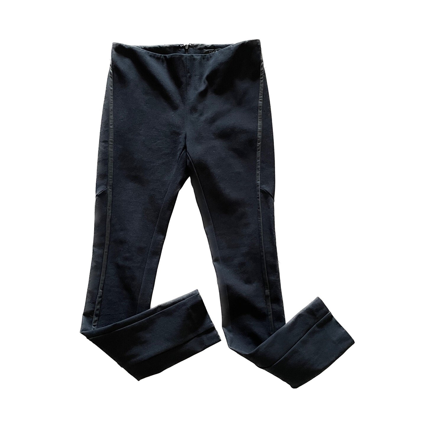 RAG & BONE NWOT Black Skinny Stretch Tuxedo Pants w/Leather Trim, Size 00