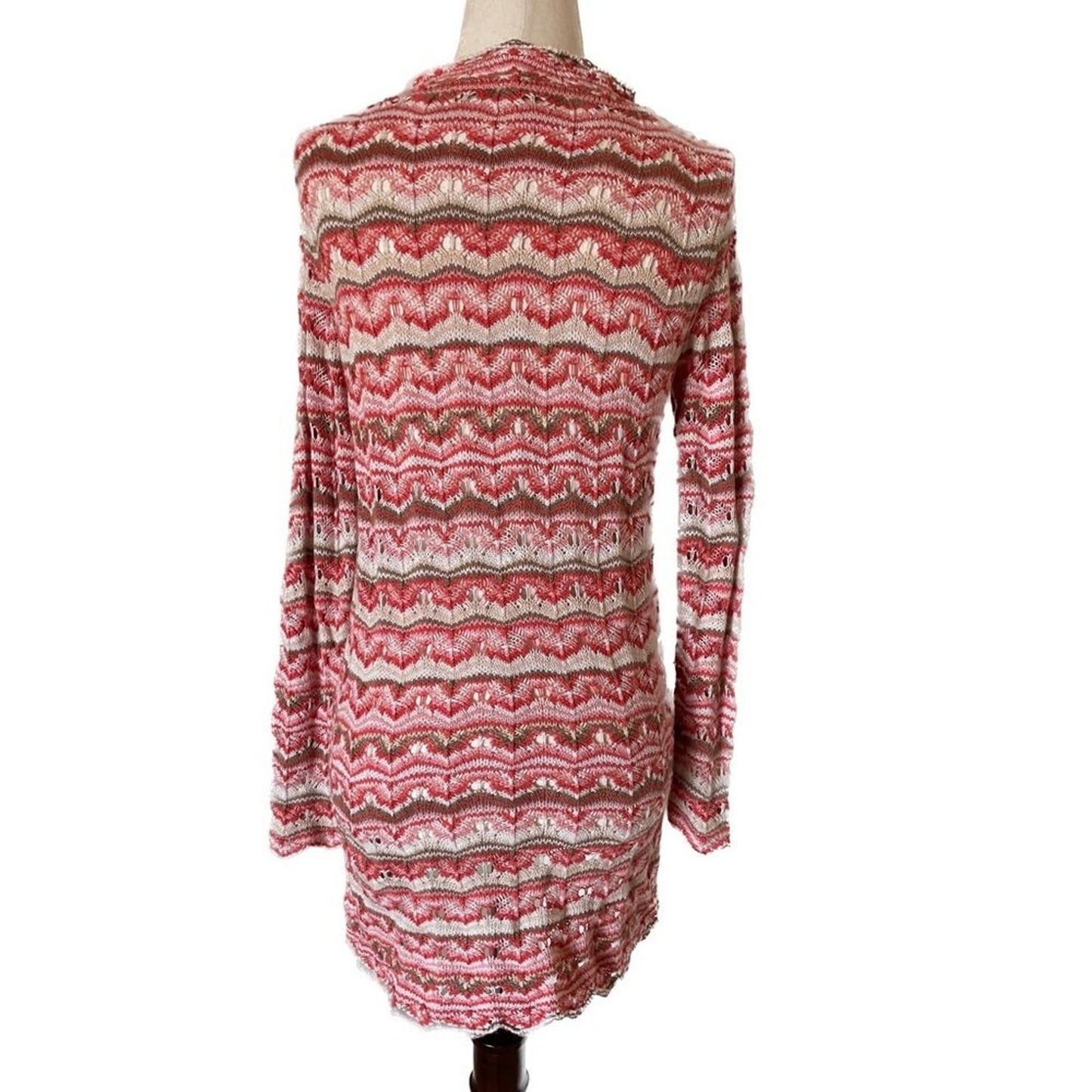 BOSTON PROPER Crochet Cardigan Coral Brown Design2