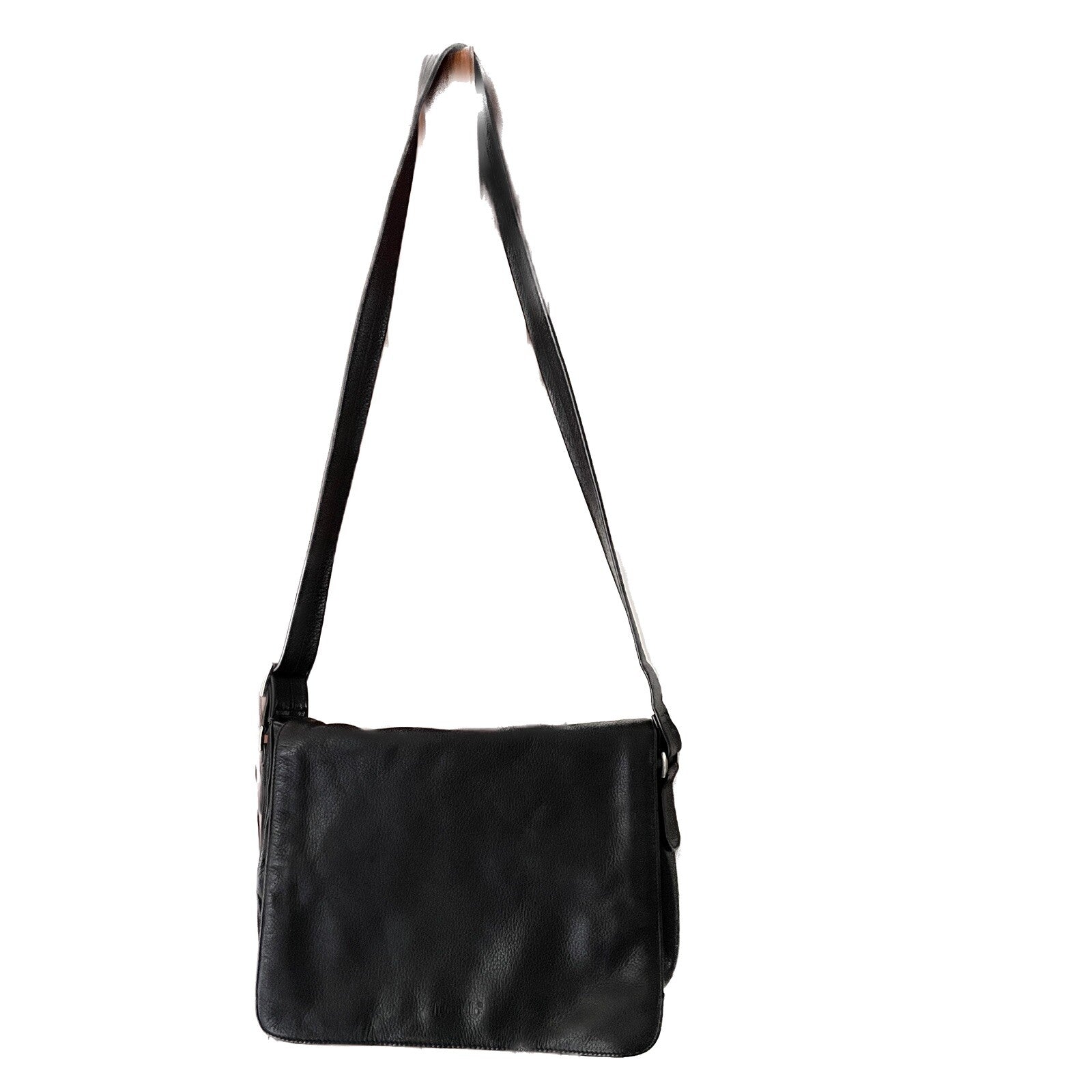 TIGNANELLO Black Genuine Leather Crossbody Bag with Flap Over 0