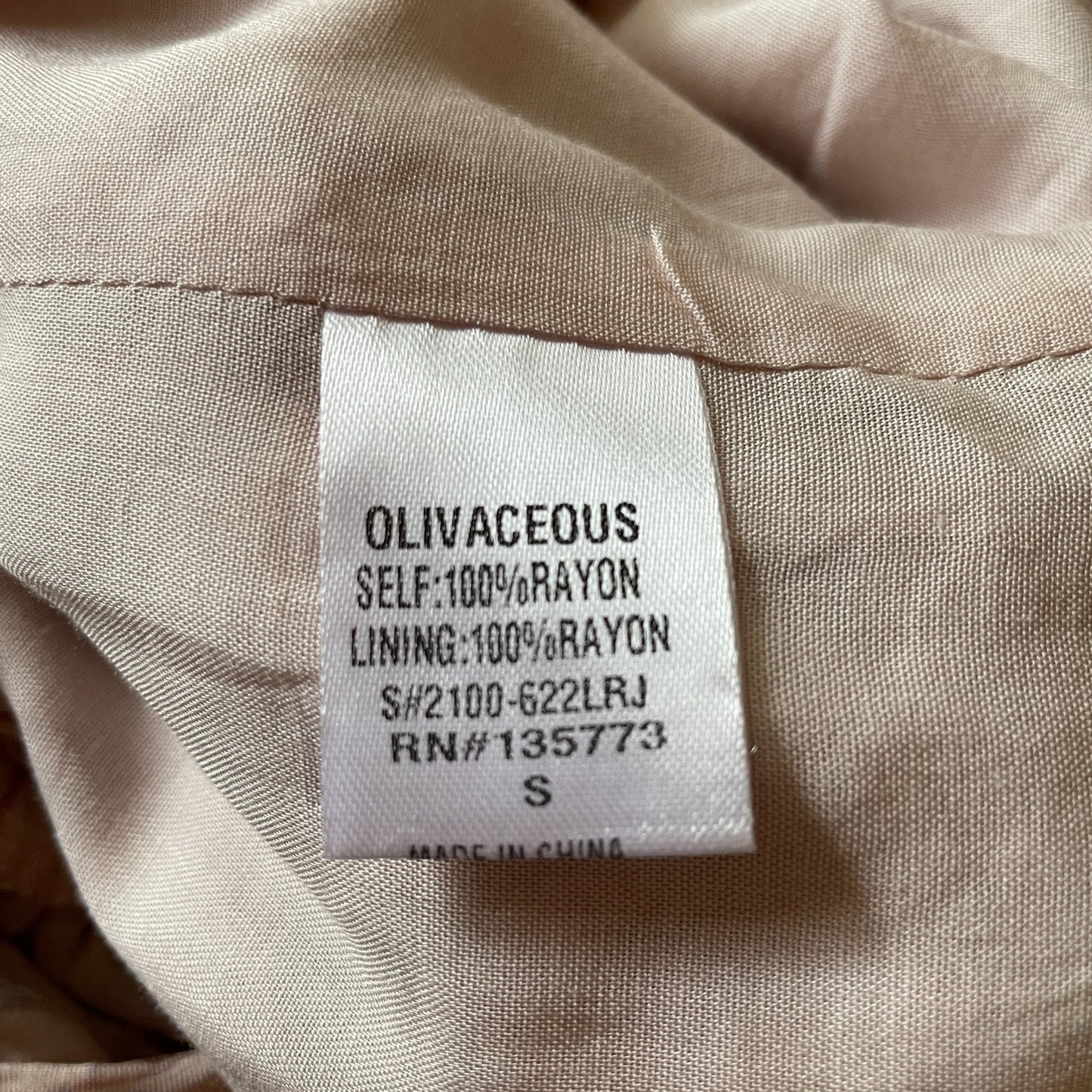 OLIVACEOUS New Peach Floral Rayon Romper with Ruffles, Size S6