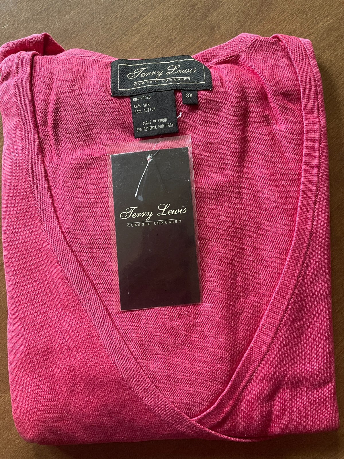 TERRY LEWIS Cascading Open Cardigan 65% Silk 45% Cotton Fuchsia, Size 3X, NEW4