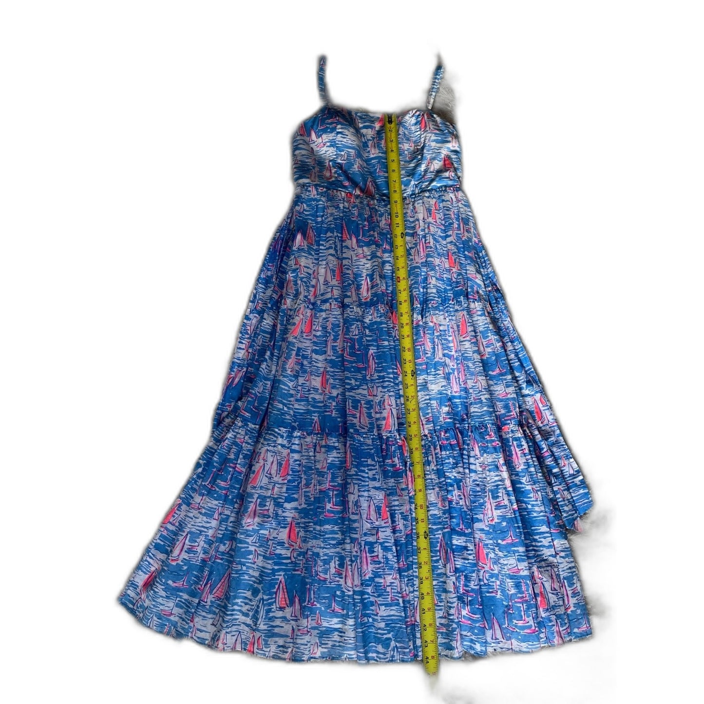 LILLY PULITZER ANALEESE Cotton Midi Dress, Zanzibar Blue Boatylicious, Size 1012