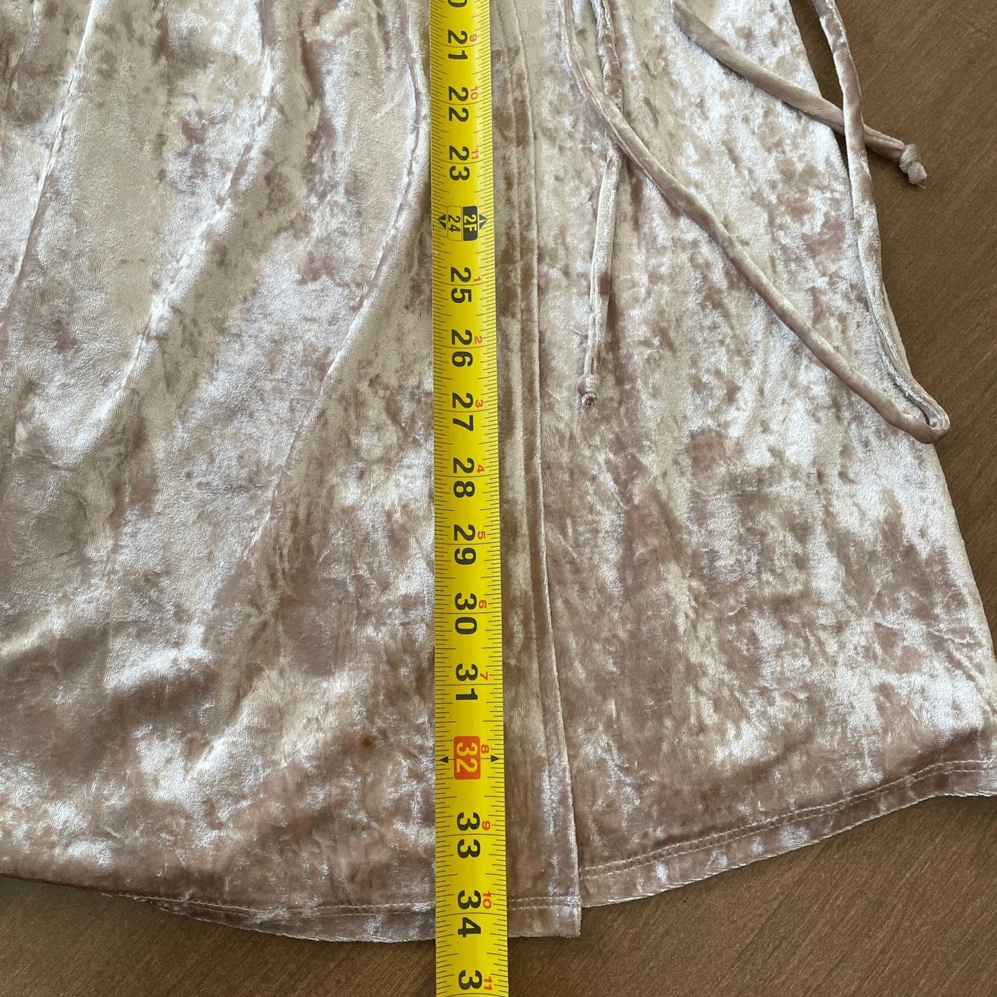 TWENTY New Crushed Velvet Champagne Wrap-Around Dress, Size XS7