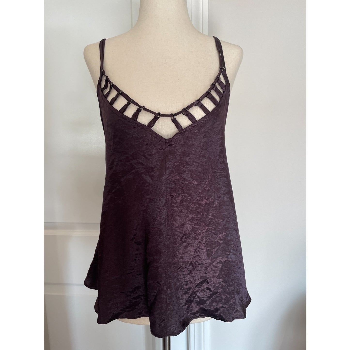 FREE PEOPLE Silky Strappy Plum Purple Tank Top, Size XS0
