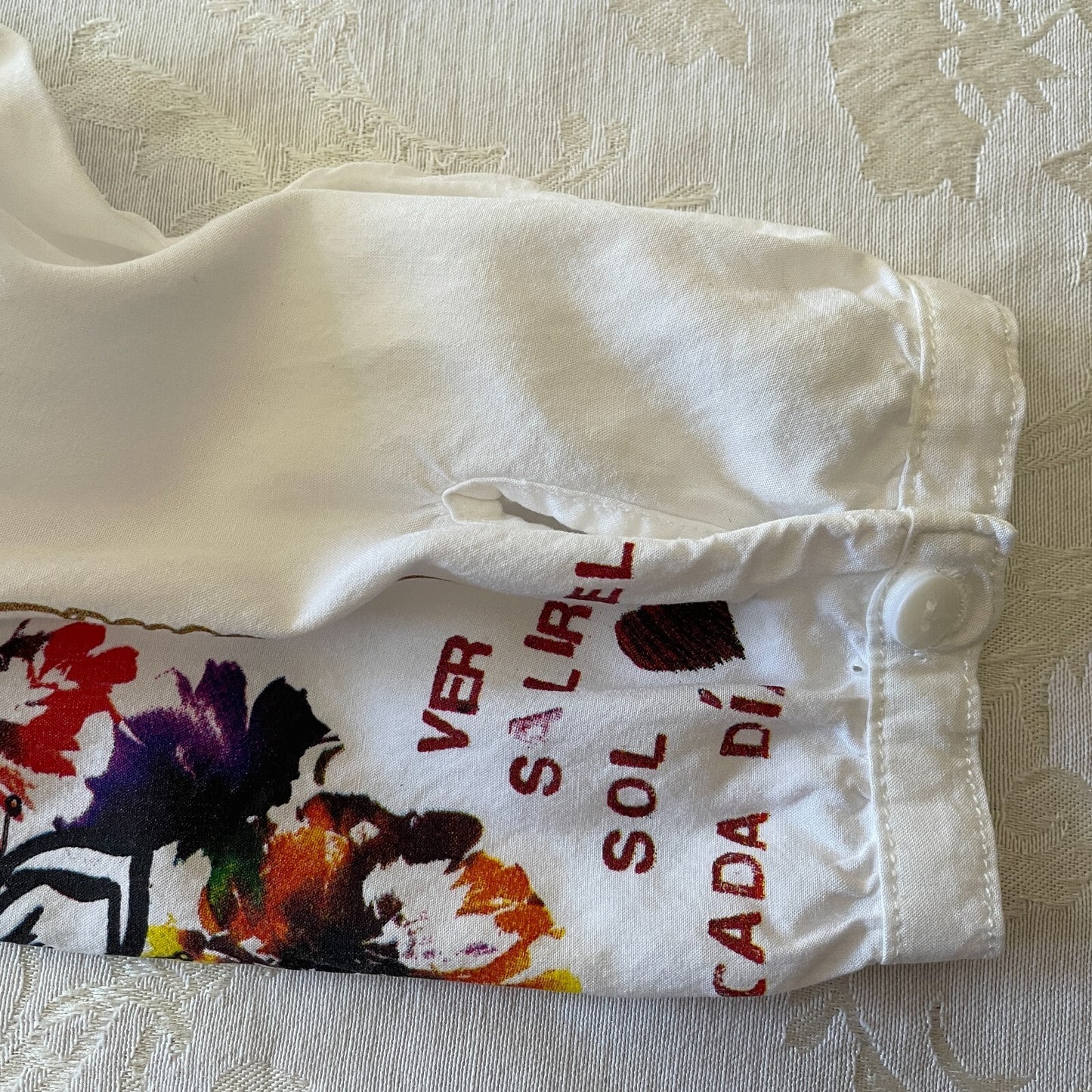 DESIGUAL New White Colorful Floral Top, Size Small11