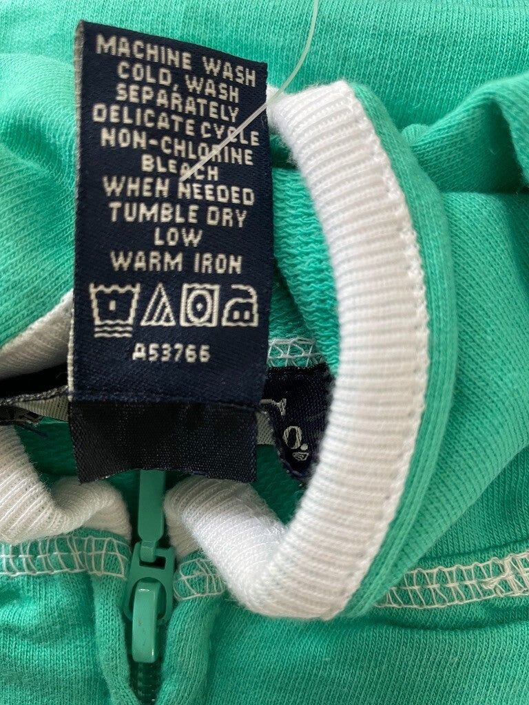 DENIM & CO New Jade Green % Cotton Hoodie w/White Trim and Pockets, Size 3X6