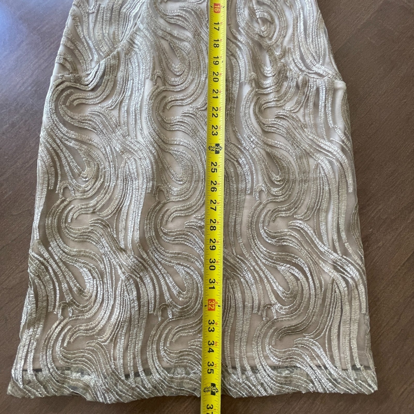 SUE WONG New Gold Sequin Beaded Swirl Dress, Size 28