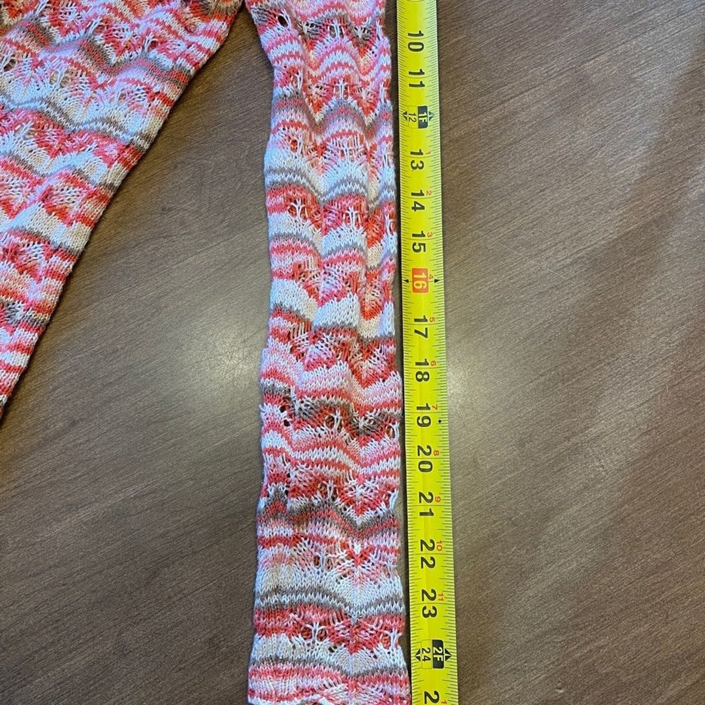 BOSTON PROPER Crochet Cardigan Coral Brown Design7